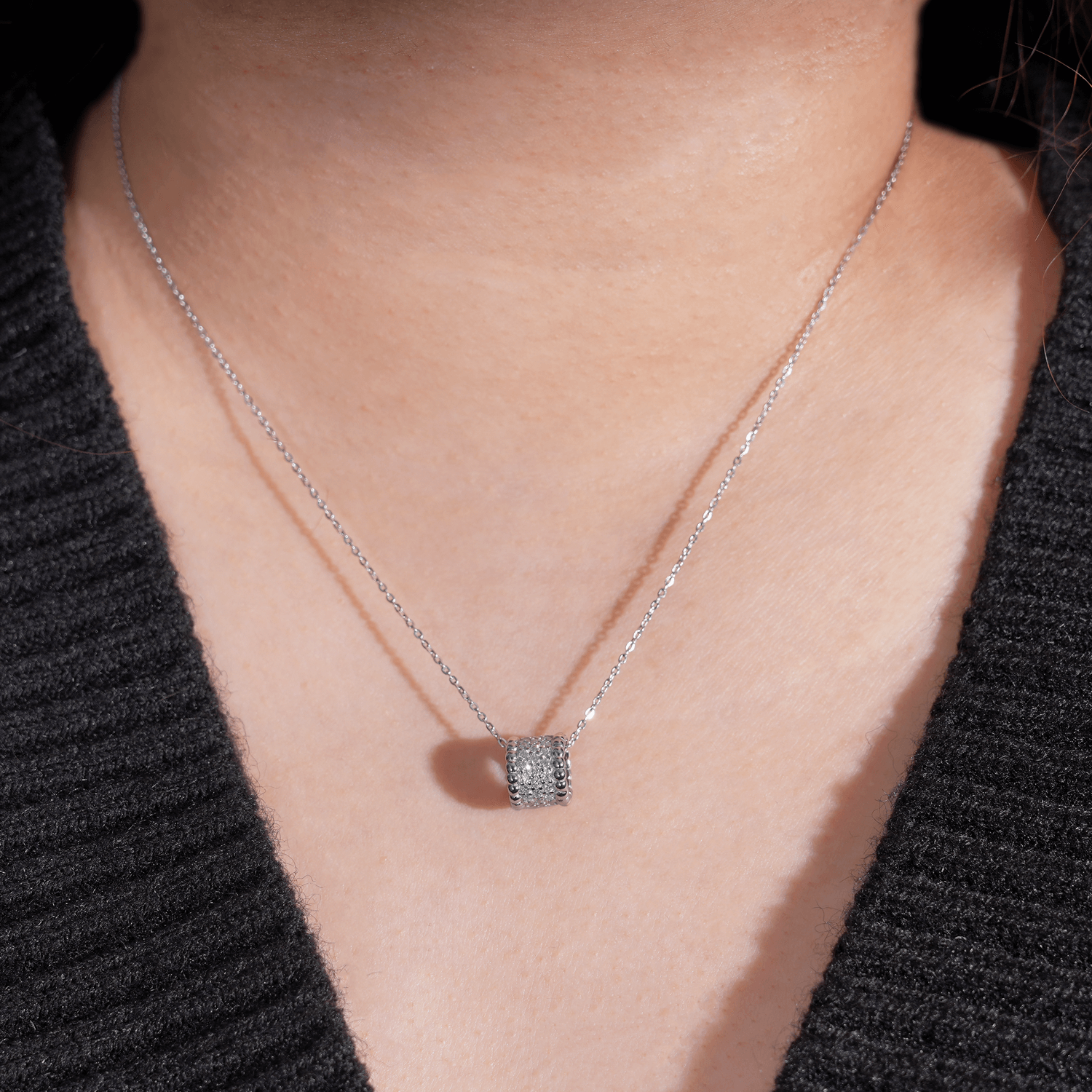 Lucky Bead Moissanite Adjustable Chain Necklace