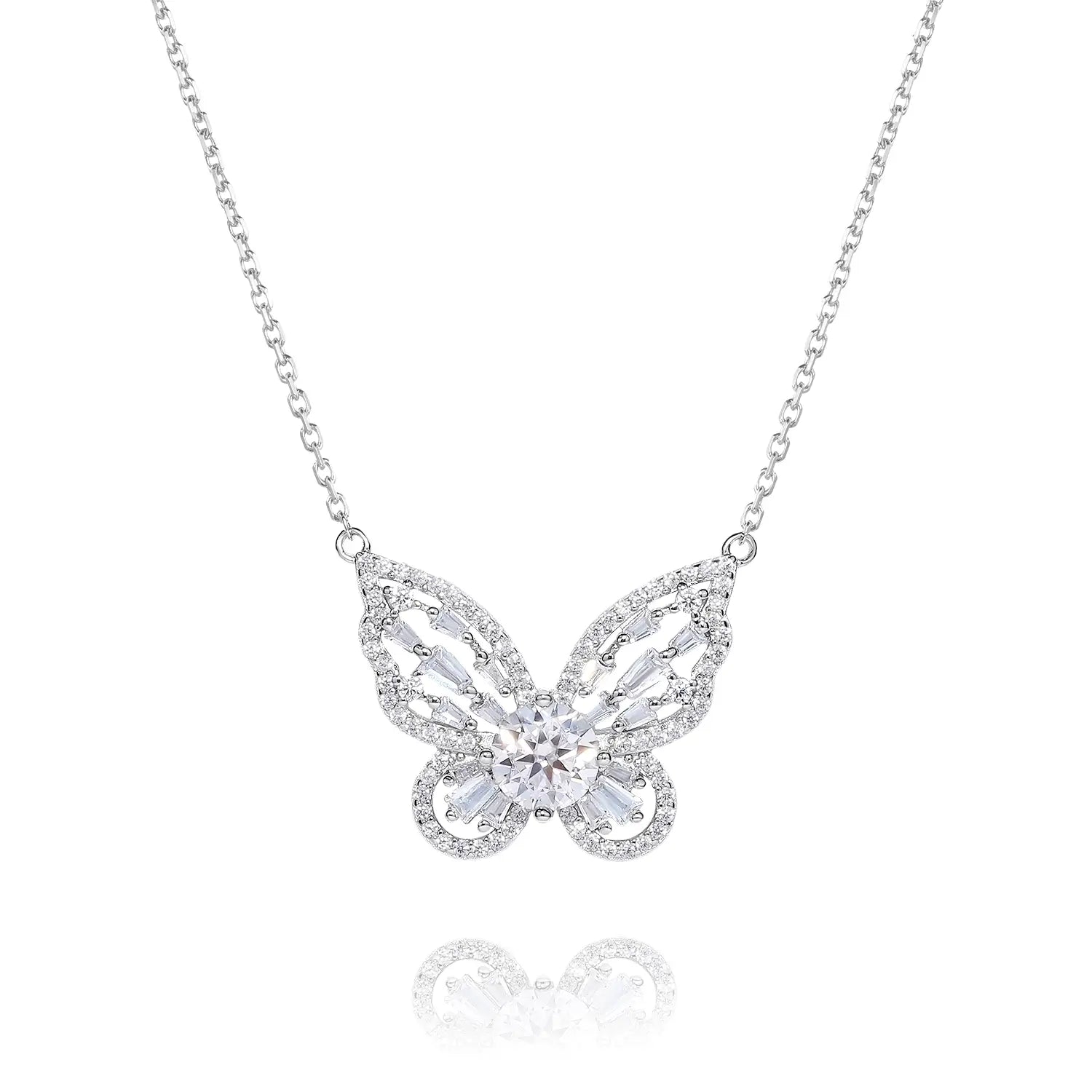 14K Gold Plated Shimmering Butterfly Moissanite Necklace