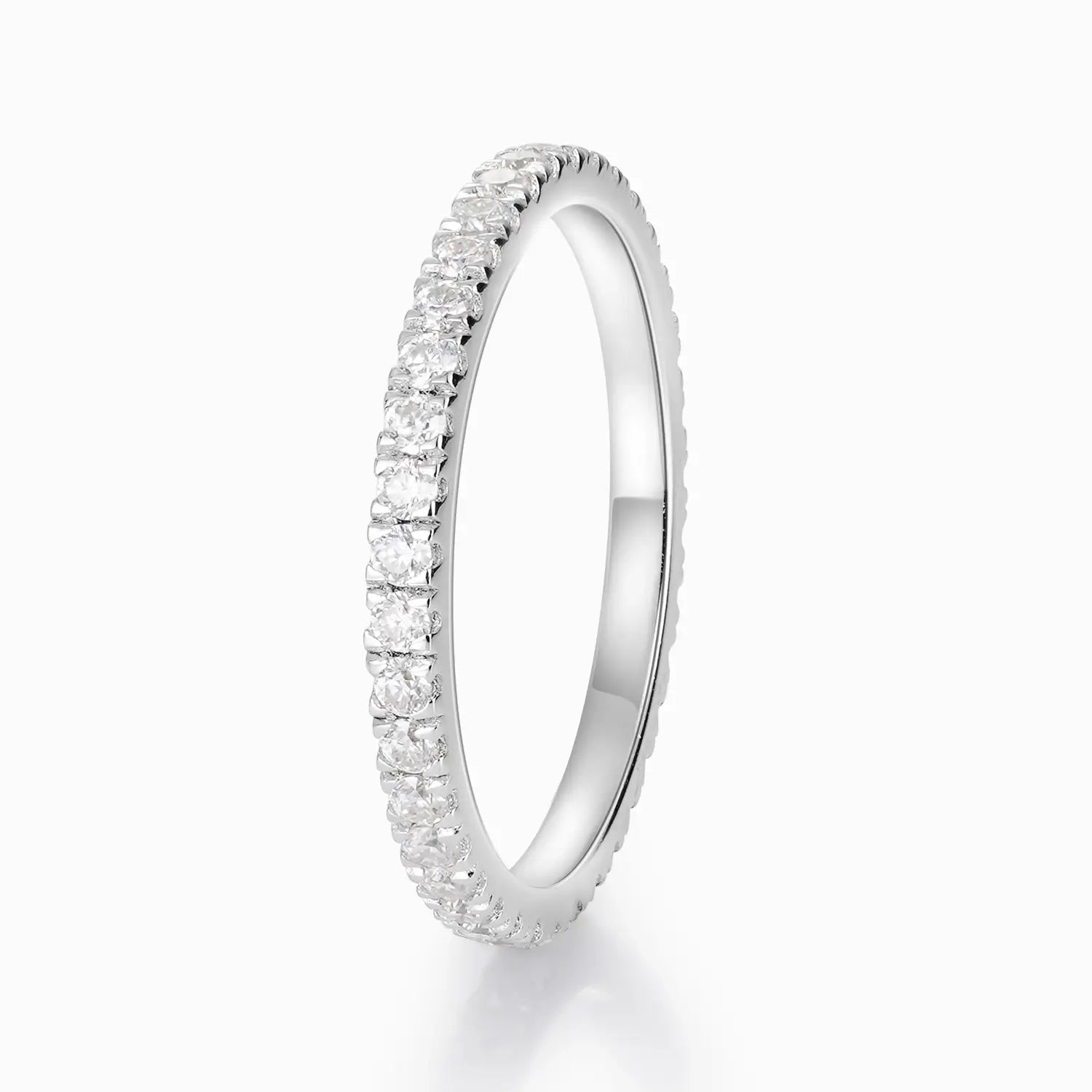 1.3 MM Moissanite Full Eternity Thin Wedding Band Ring