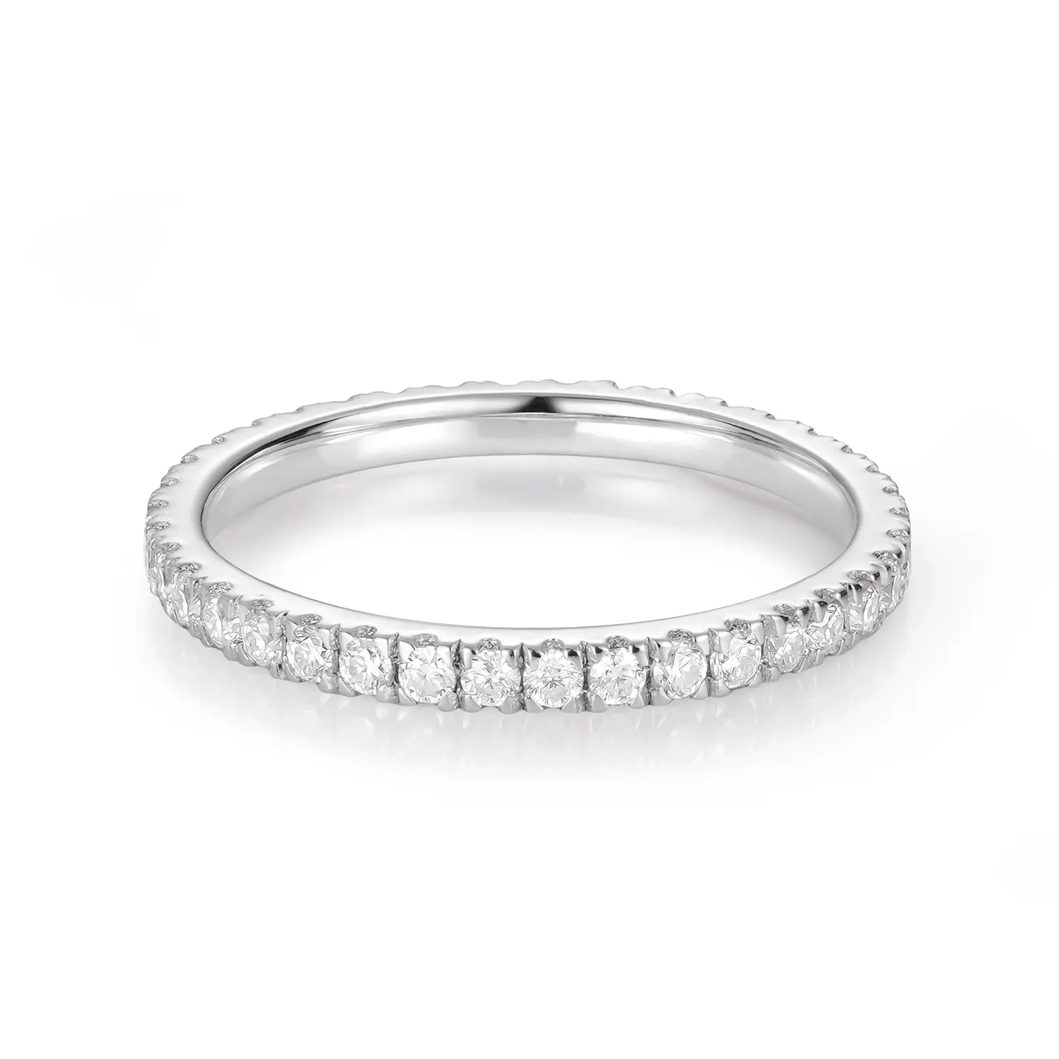 1.3 MM Moissanite Full Eternity Thin Wedding Band Ring