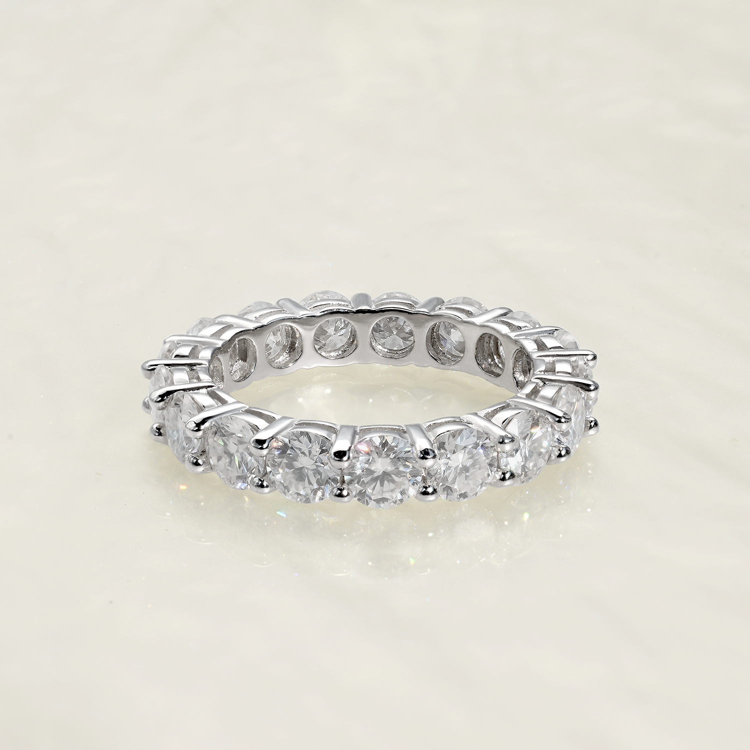 Round Cut Moissanite Eternity Ring