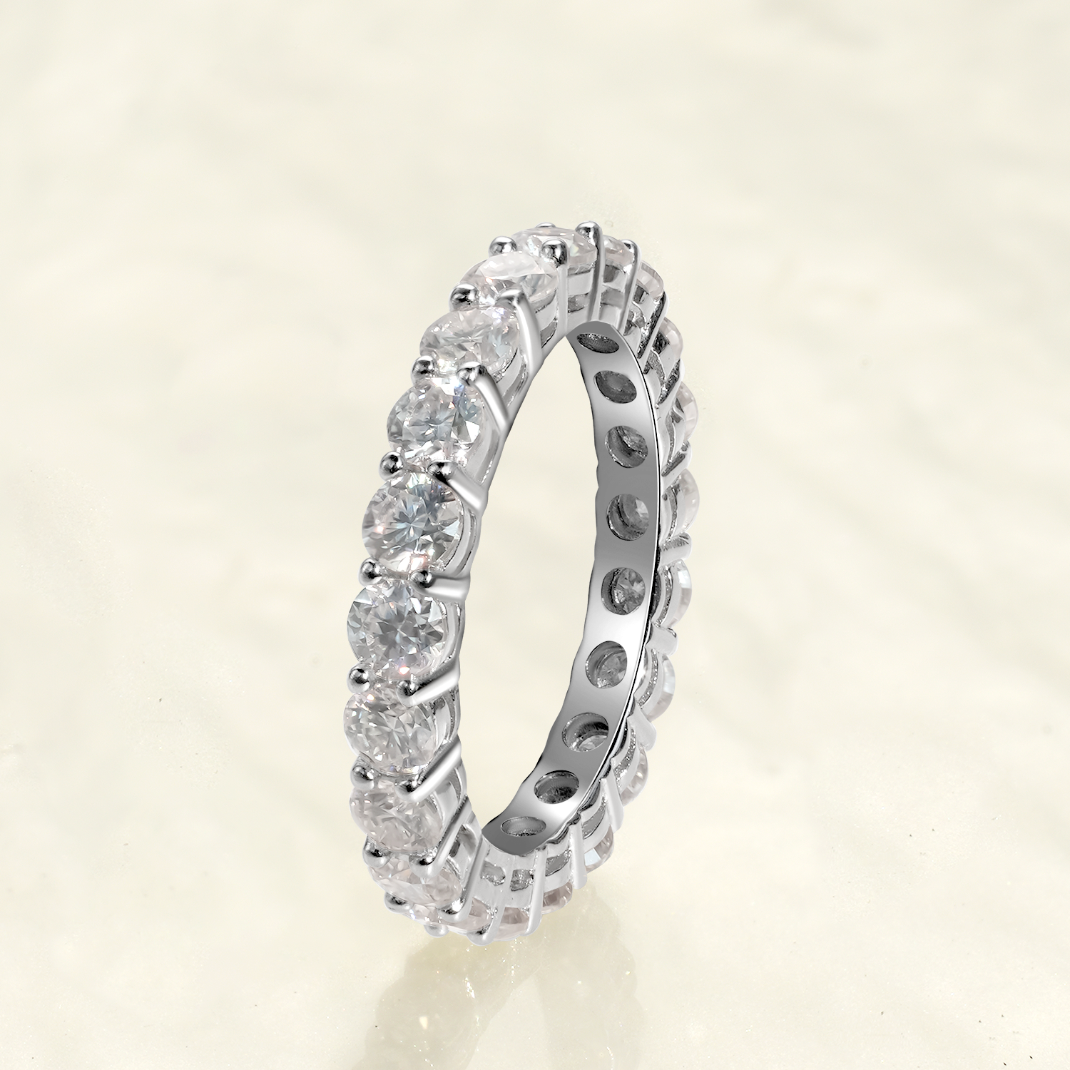 Round Cut Moissanite Eternity Ring