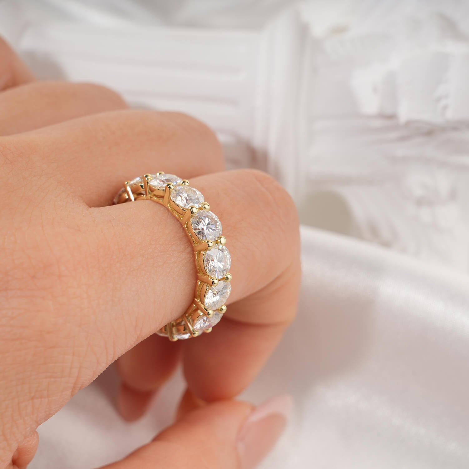 Round Cut Moissanite Eternity Ring