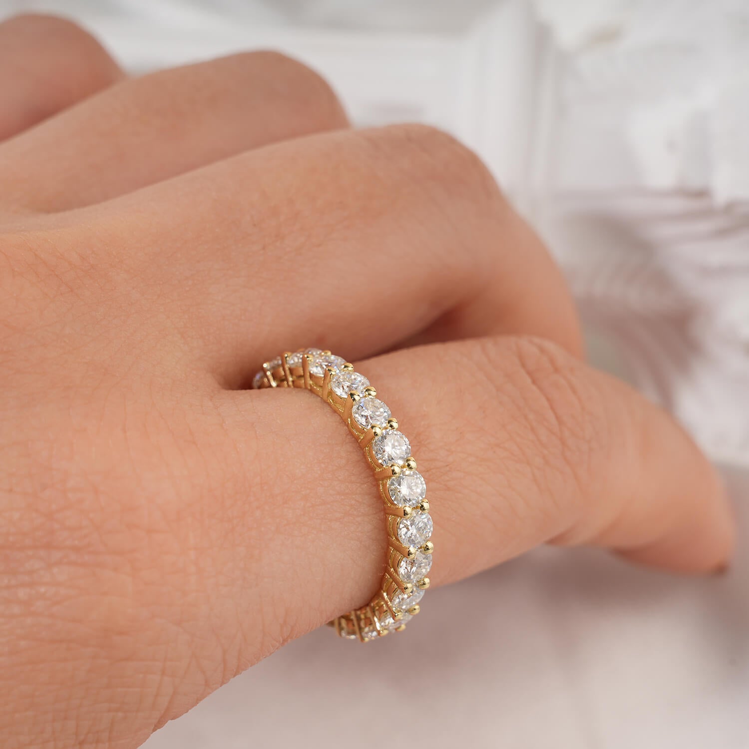 Round Cut Moissanite Eternity Ring