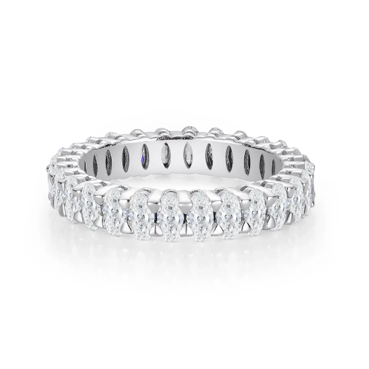 2*4MM Oval Shared Prong Full Moissanite Eternity Band