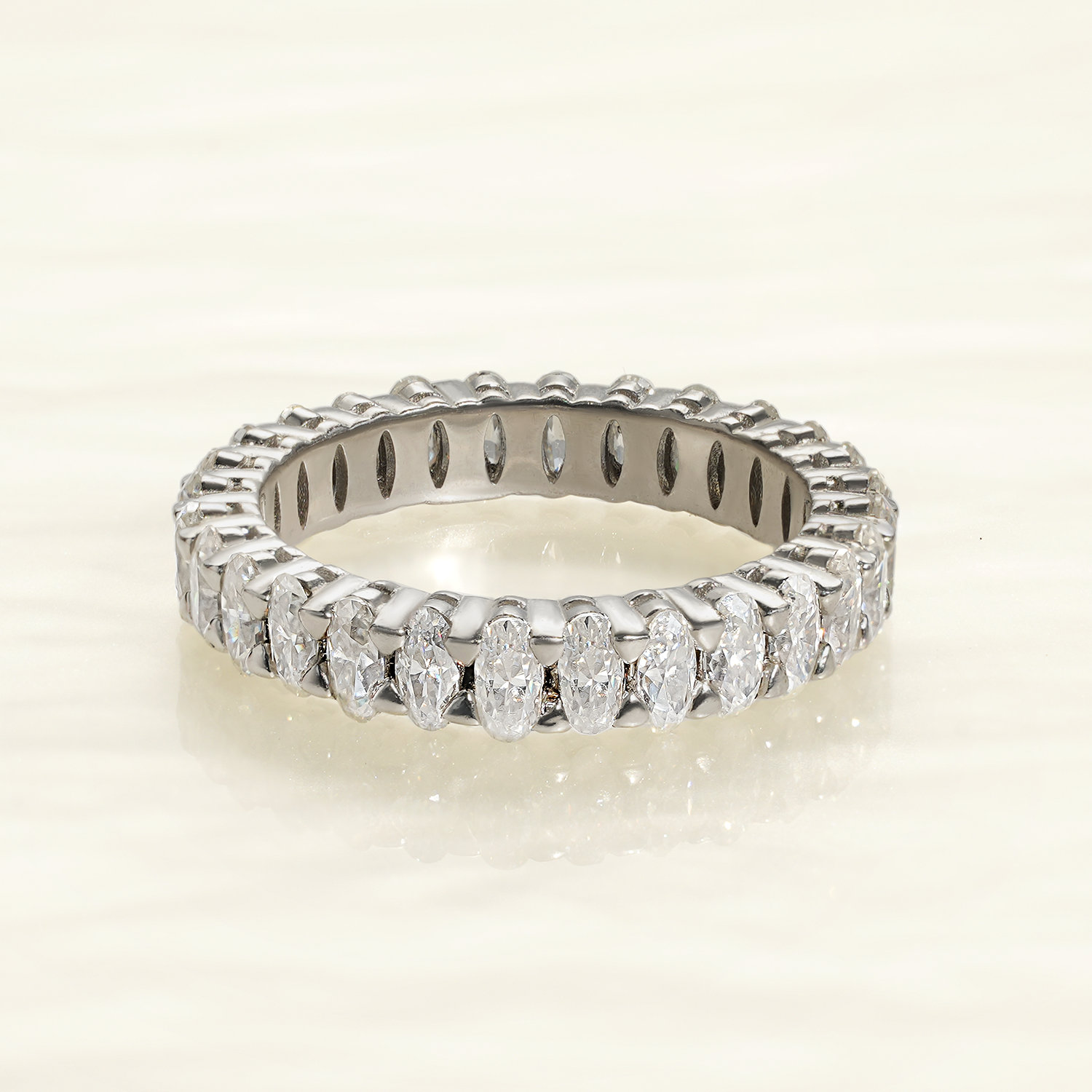 2*4MM Oval Shared Prong Full Moissanite Eternity Band