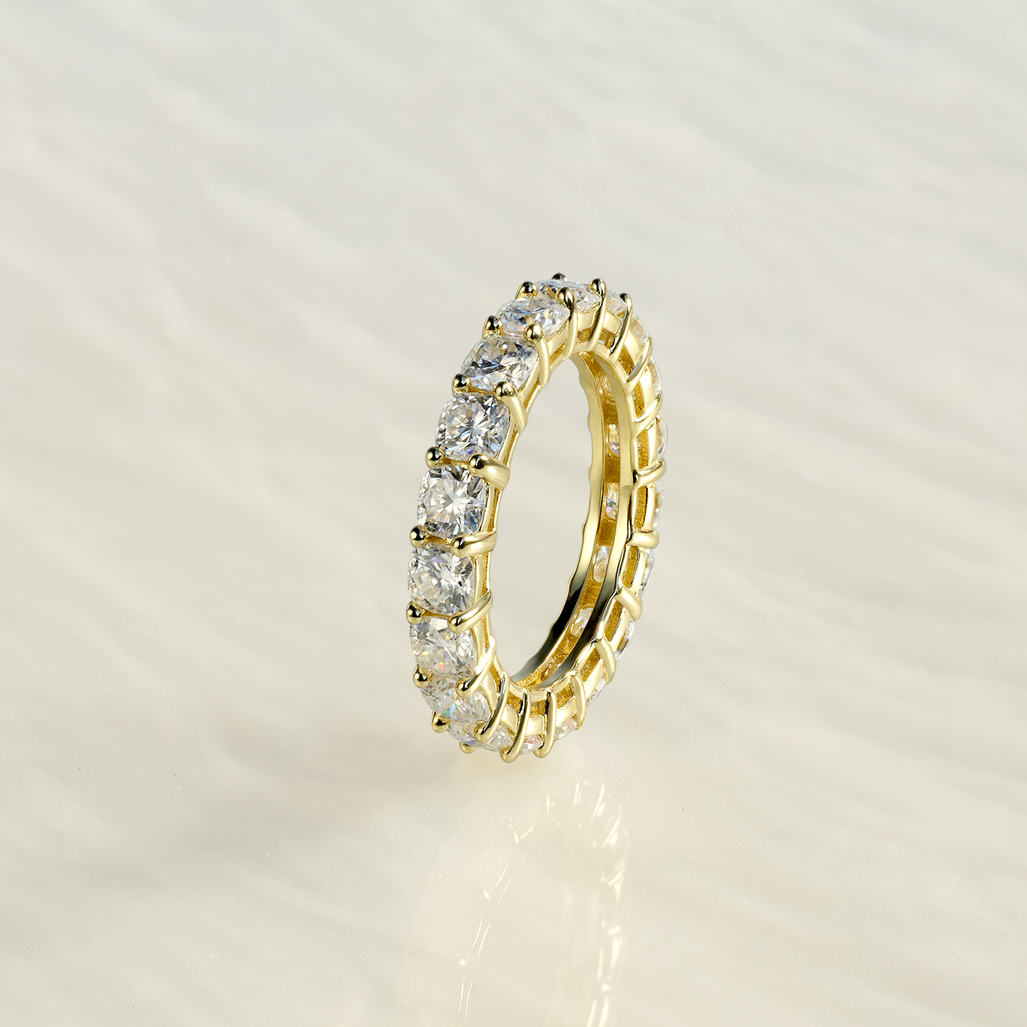 Cushion Cut Moissanite Eternity Ring