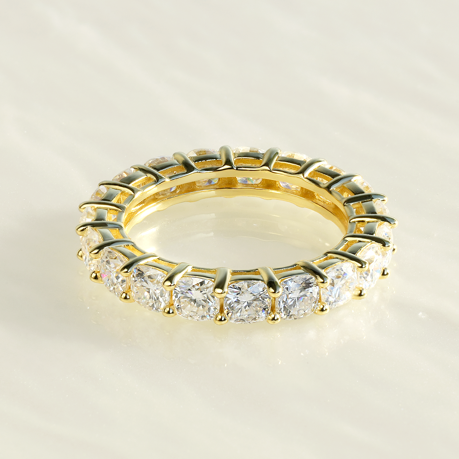 Cushion Cut Moissanite Eternity Ring