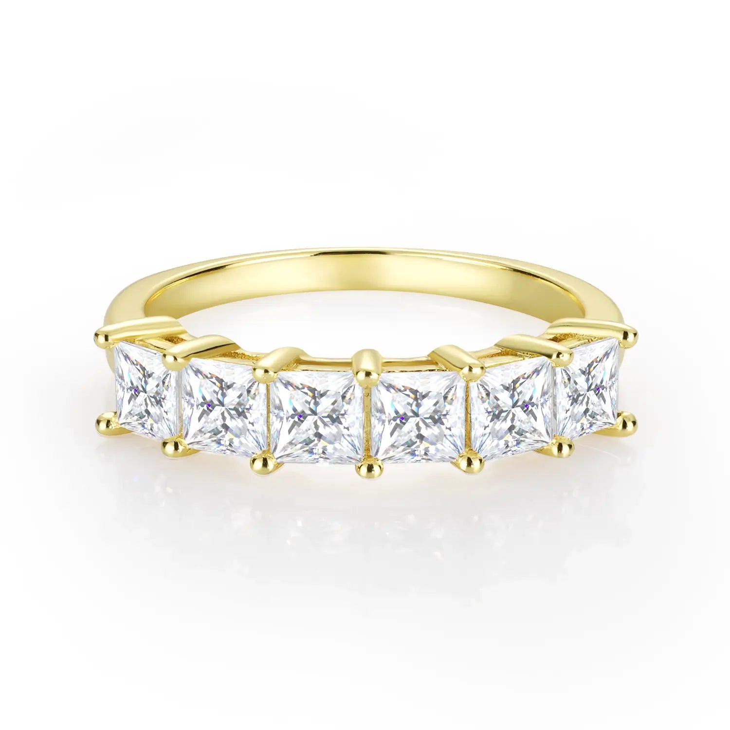 Princess Cut Moissanite Wedding Band Ring