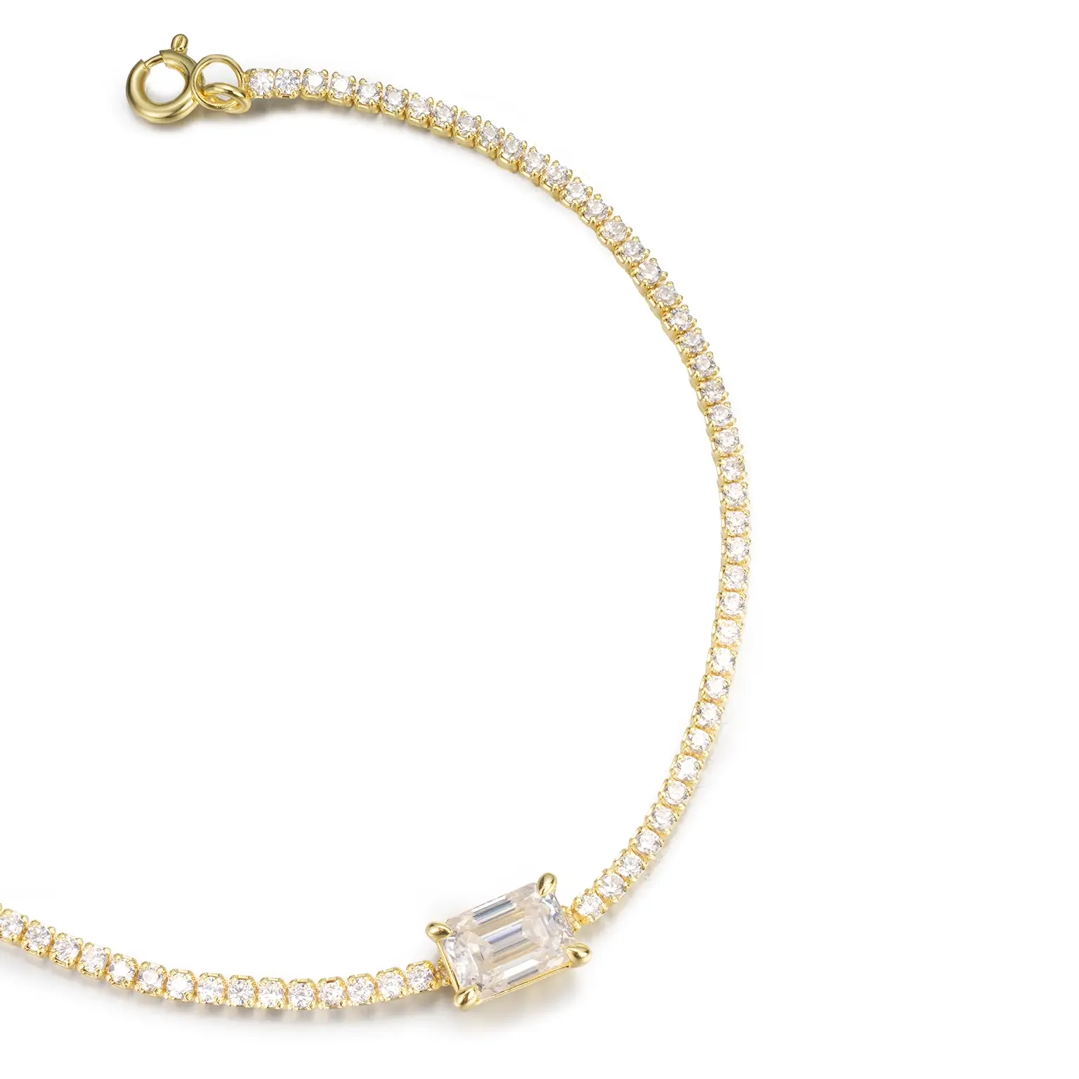 Emerald Cut Moissanite Tennis Bracelet