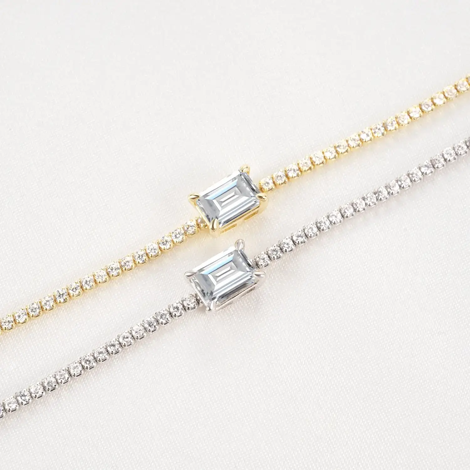Emerald Cut Moissanite Tennis Bracelet