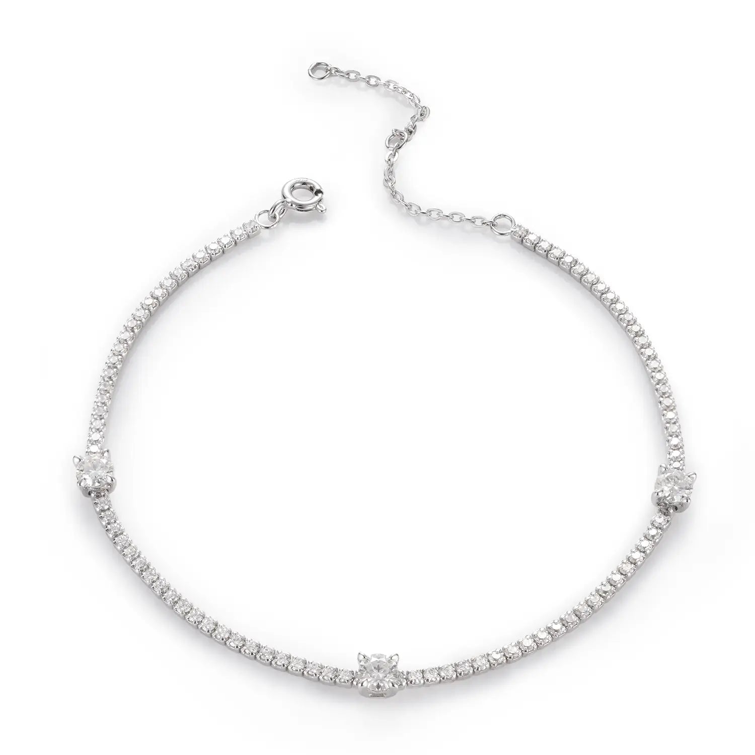 Round Cut Moissanite Adjustable Tennis Bracelet