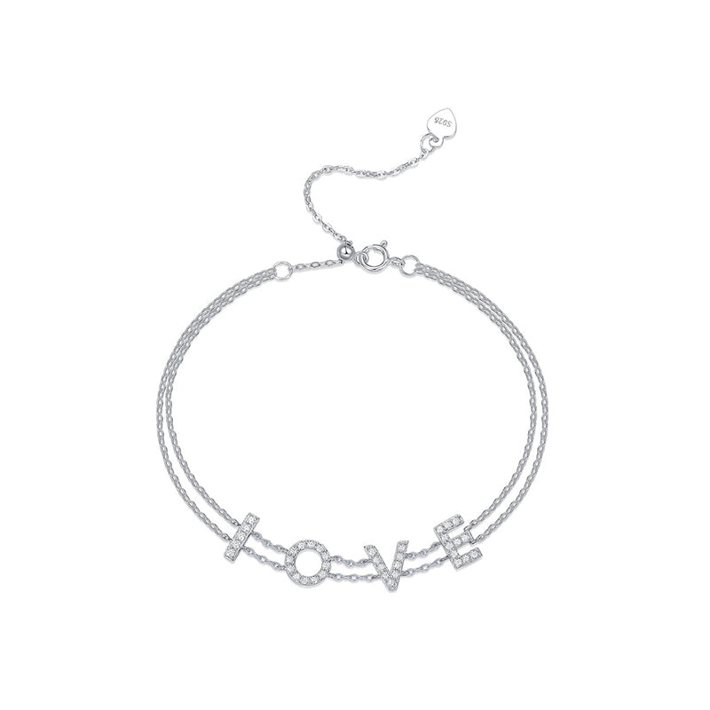 LOVE Letter Moissanite Sparkling Diamond Bracelet