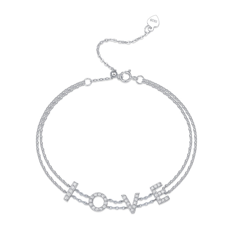 LOVE Letter Moissanite Sparkling Diamond Bracelet