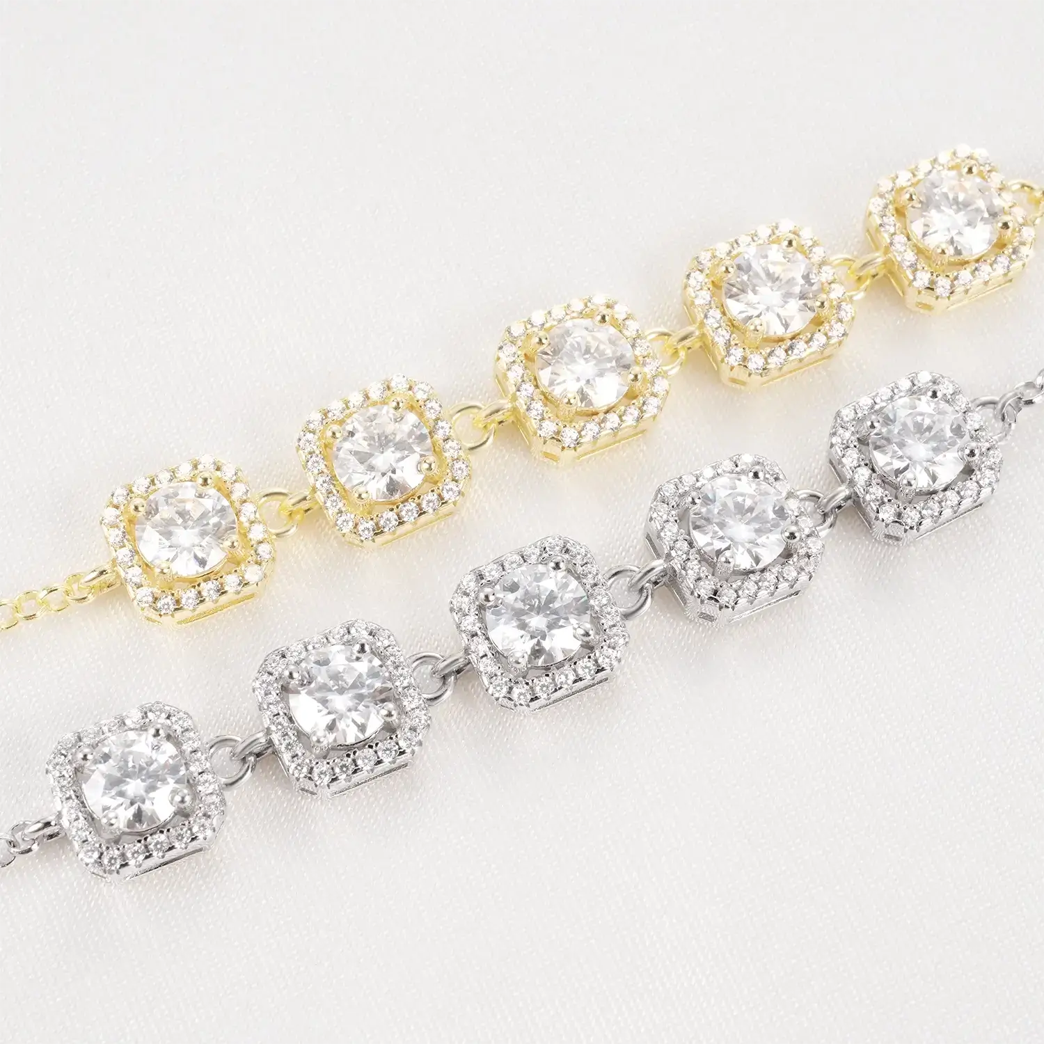 Sophisticated Moissanite Halo Bracelet 2.5 T.W.CT