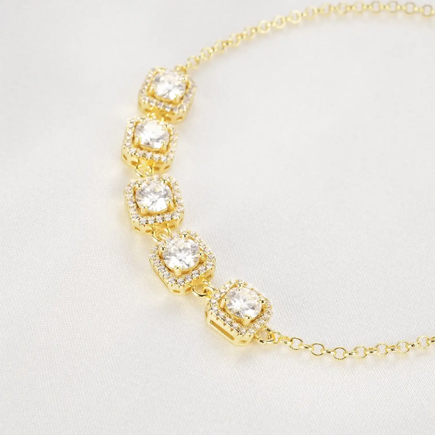 Sophisticated Moissanite Halo Bracelet 2.5 T.W.CT