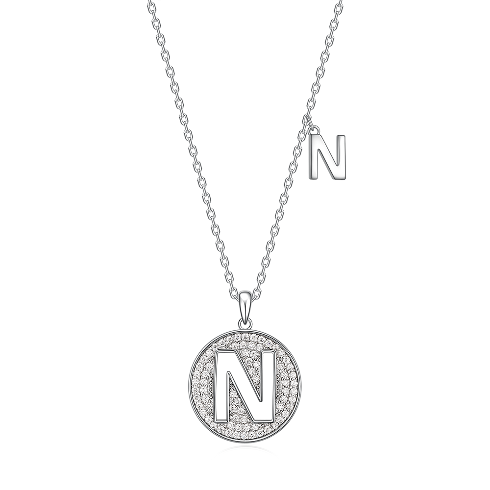 14K Gold Plated Moissanite Letters Sparkle Pendant