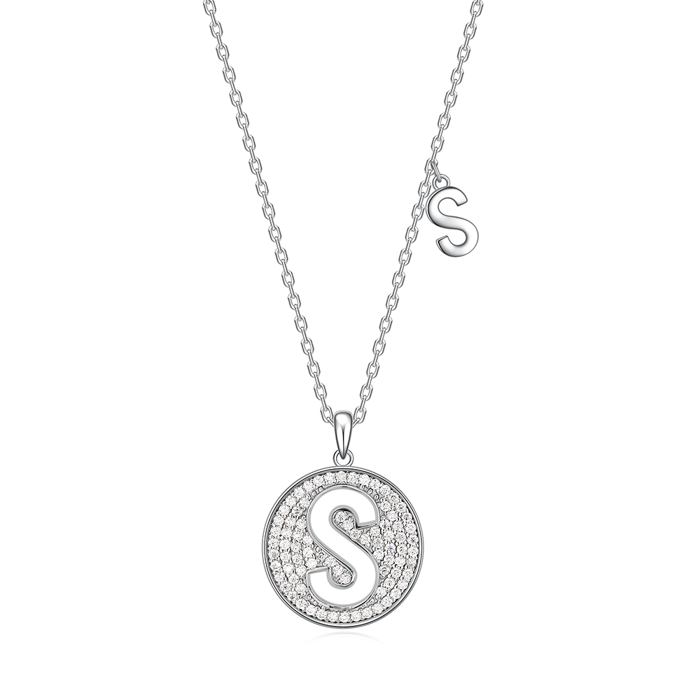 14K Gold Plated Moissanite Letters Sparkle Pendant