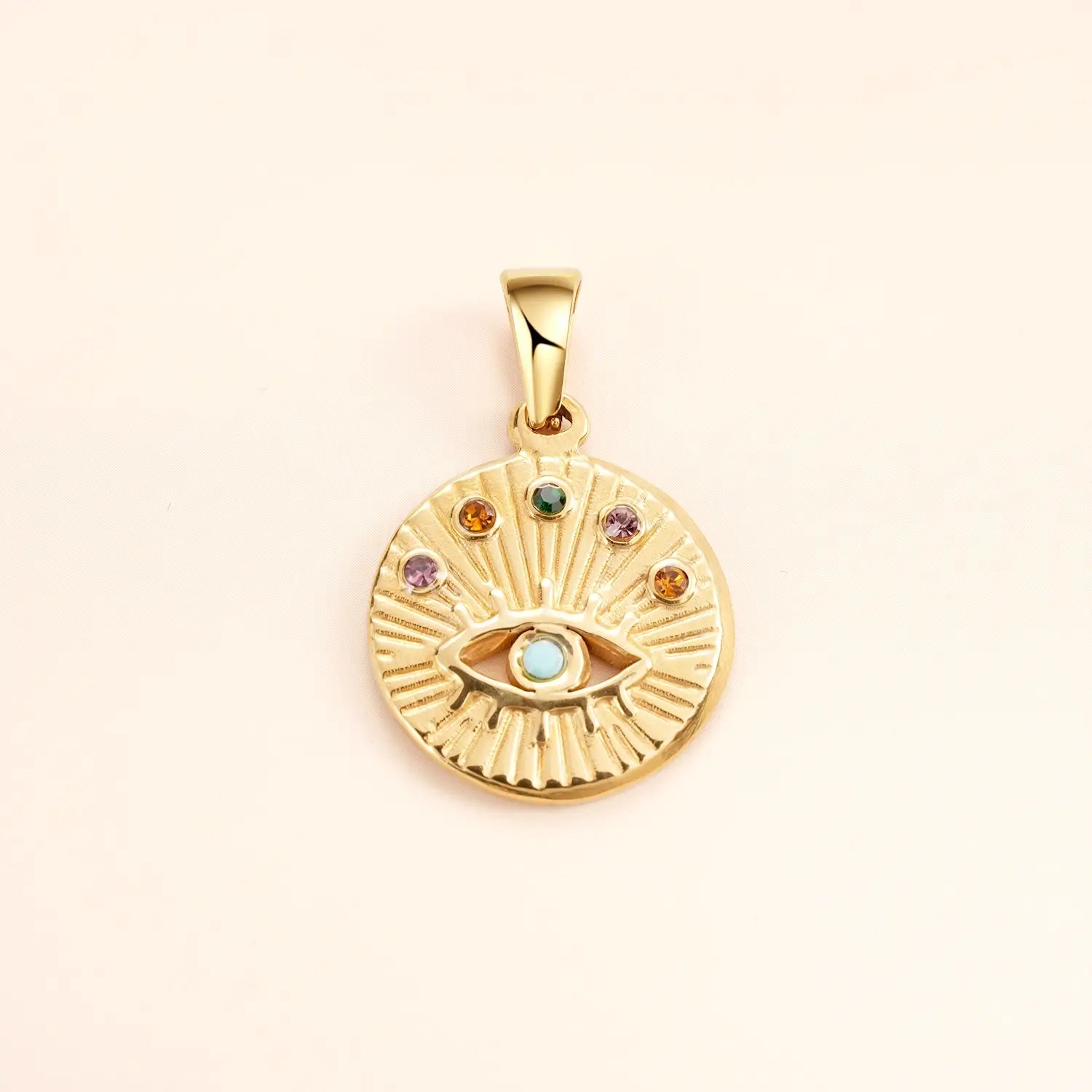 August Birthstone Gold Evil Eye Waterproof Charm