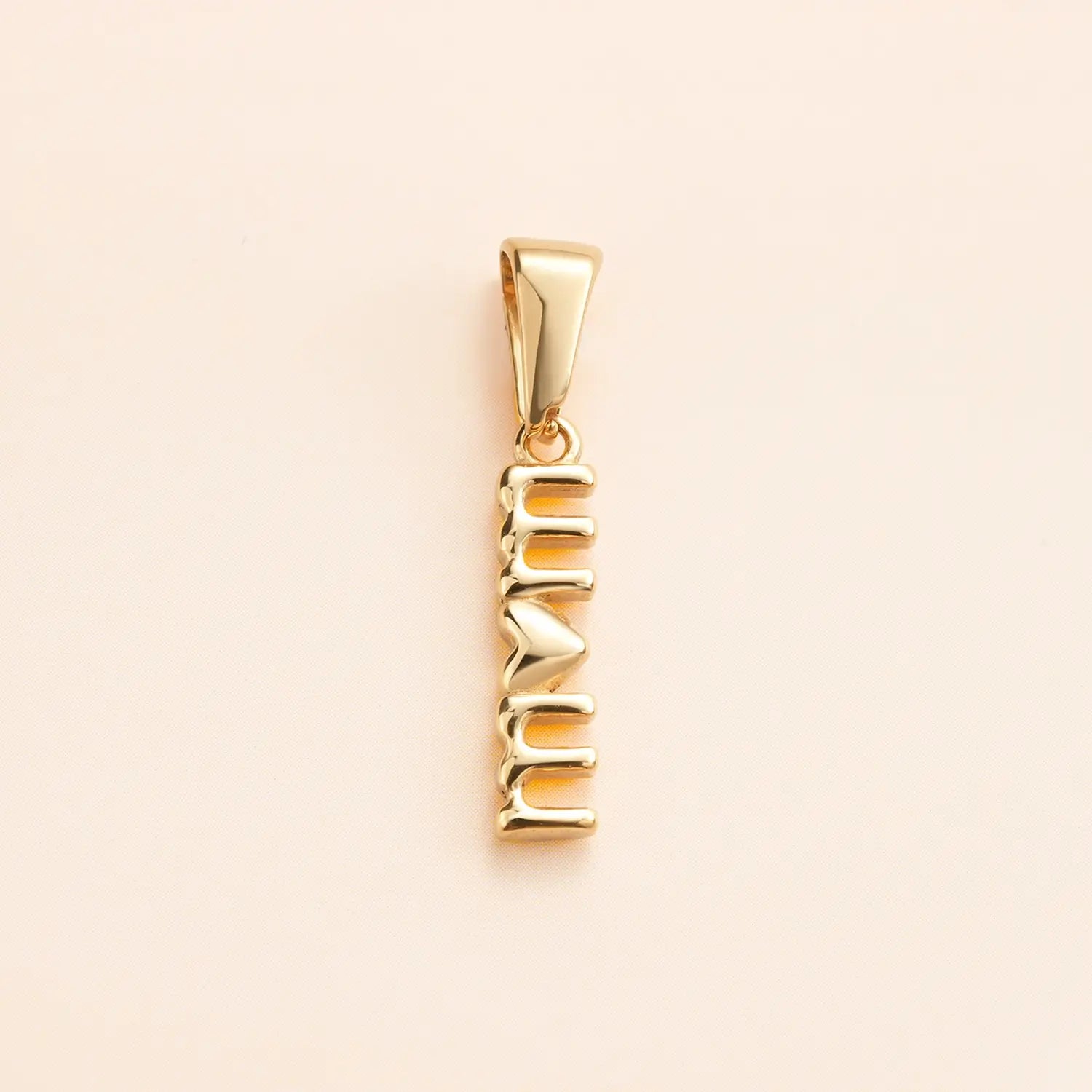 Gold M Heart Mom Gift Charm Pendant