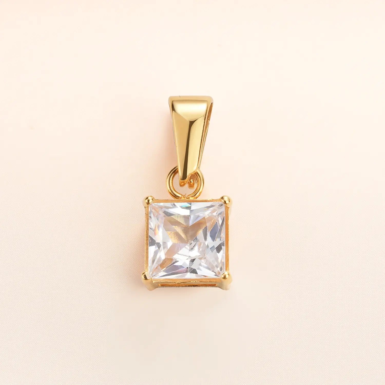 Gold Plated April Birthstone Princess Cut Charm