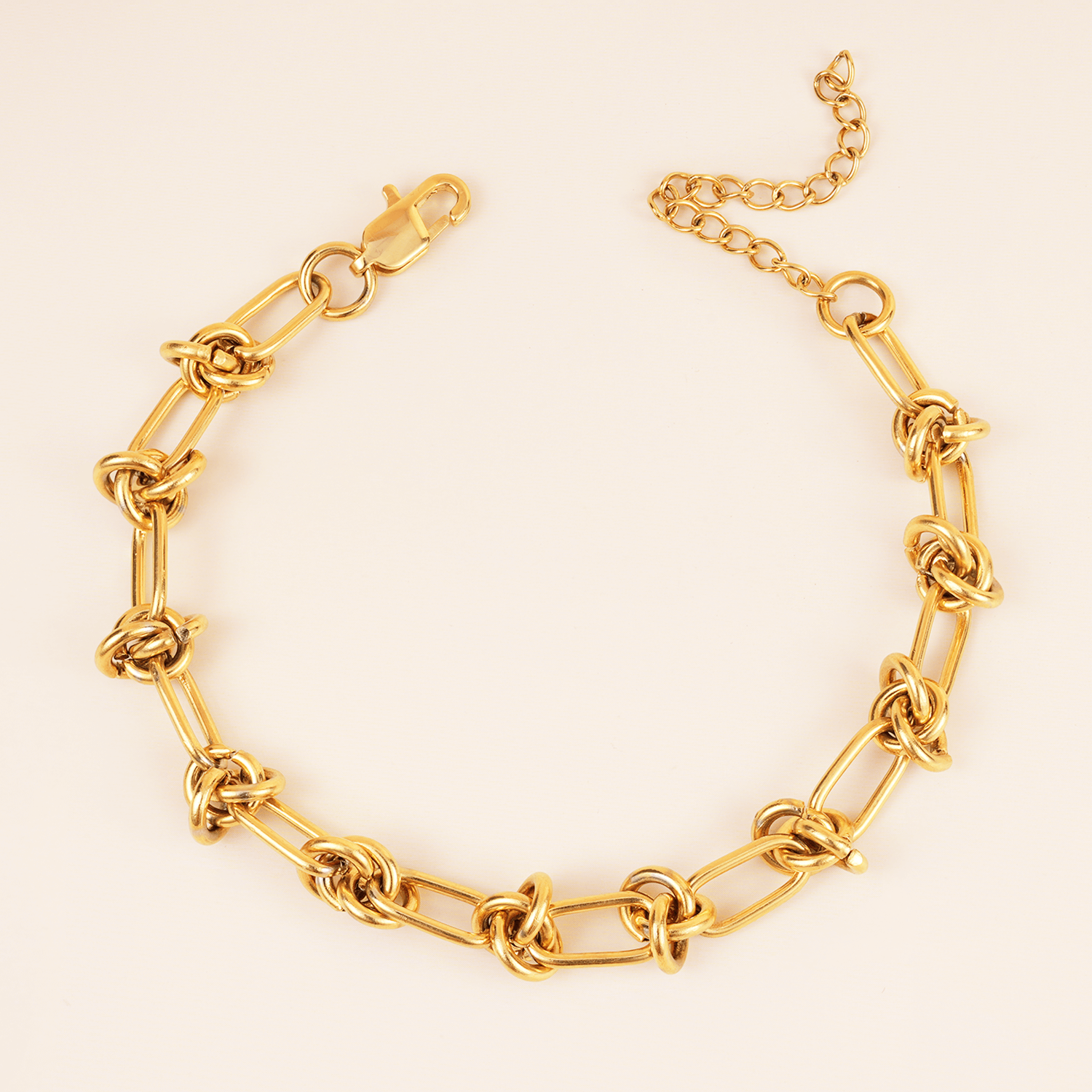 GEMOISS DIY Knotted Chain 22K Gold Plated Bracelet