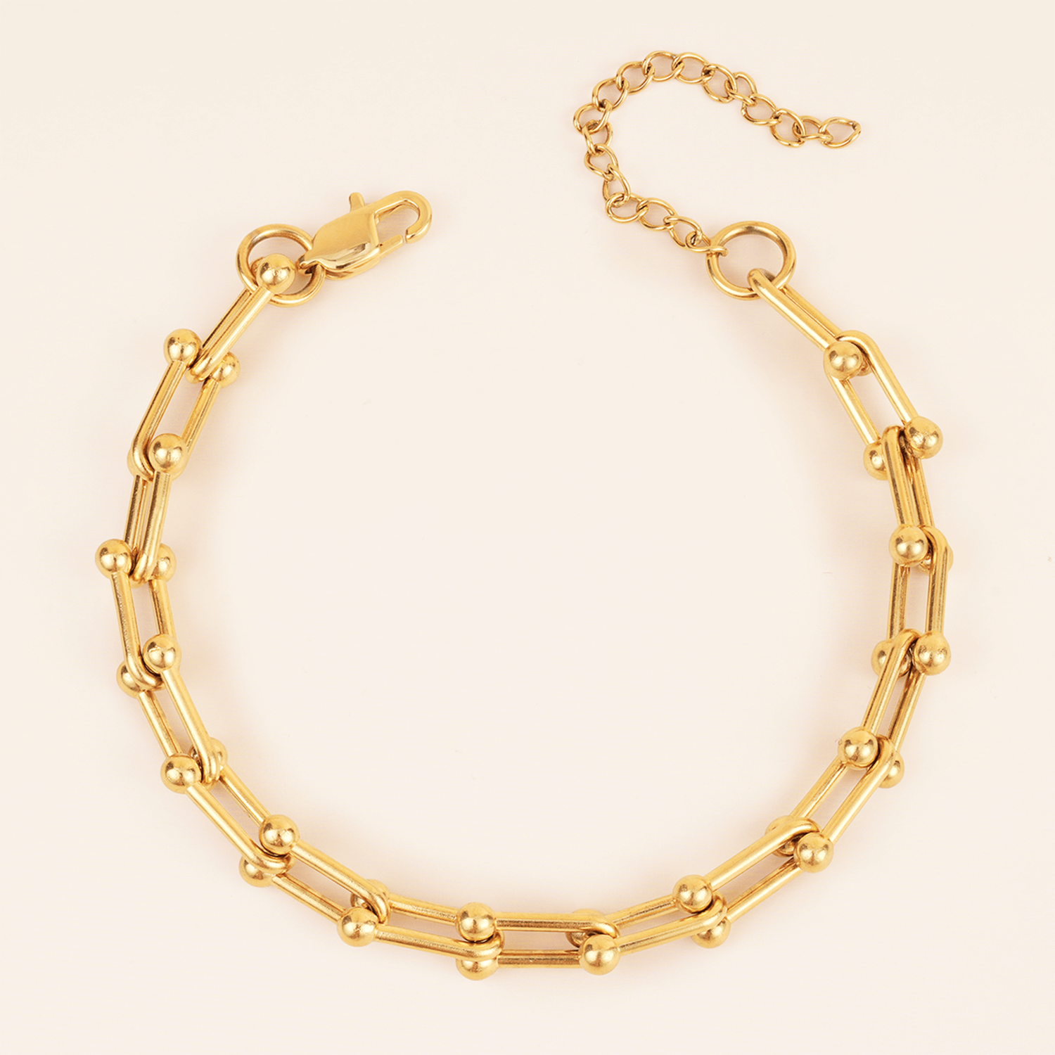 U-shaped horseshoe buckle Chain DIY Bracelet 22K Gold Plated