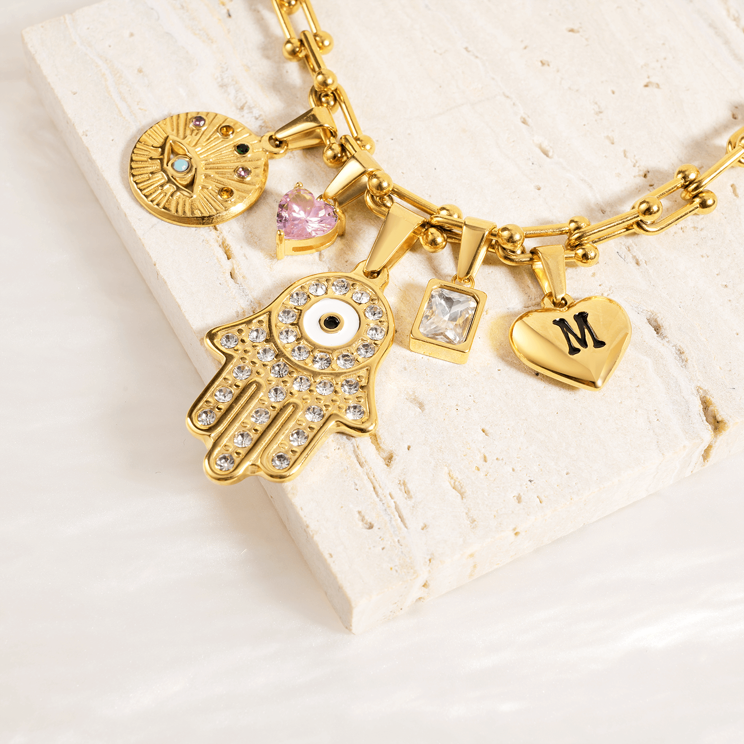 Yellow Alphabet M Heart Charm