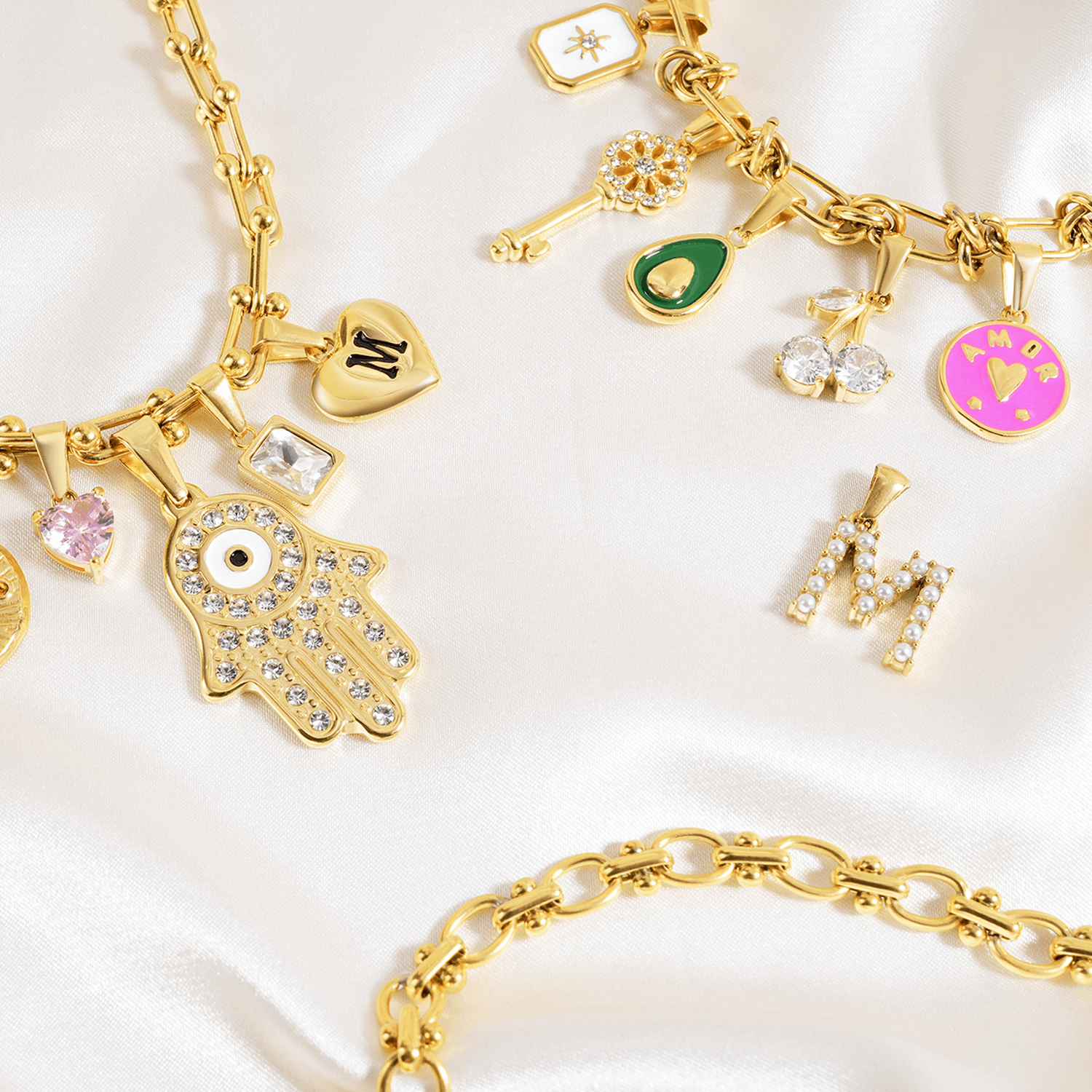 Yellow Alphabet M Heart Charm