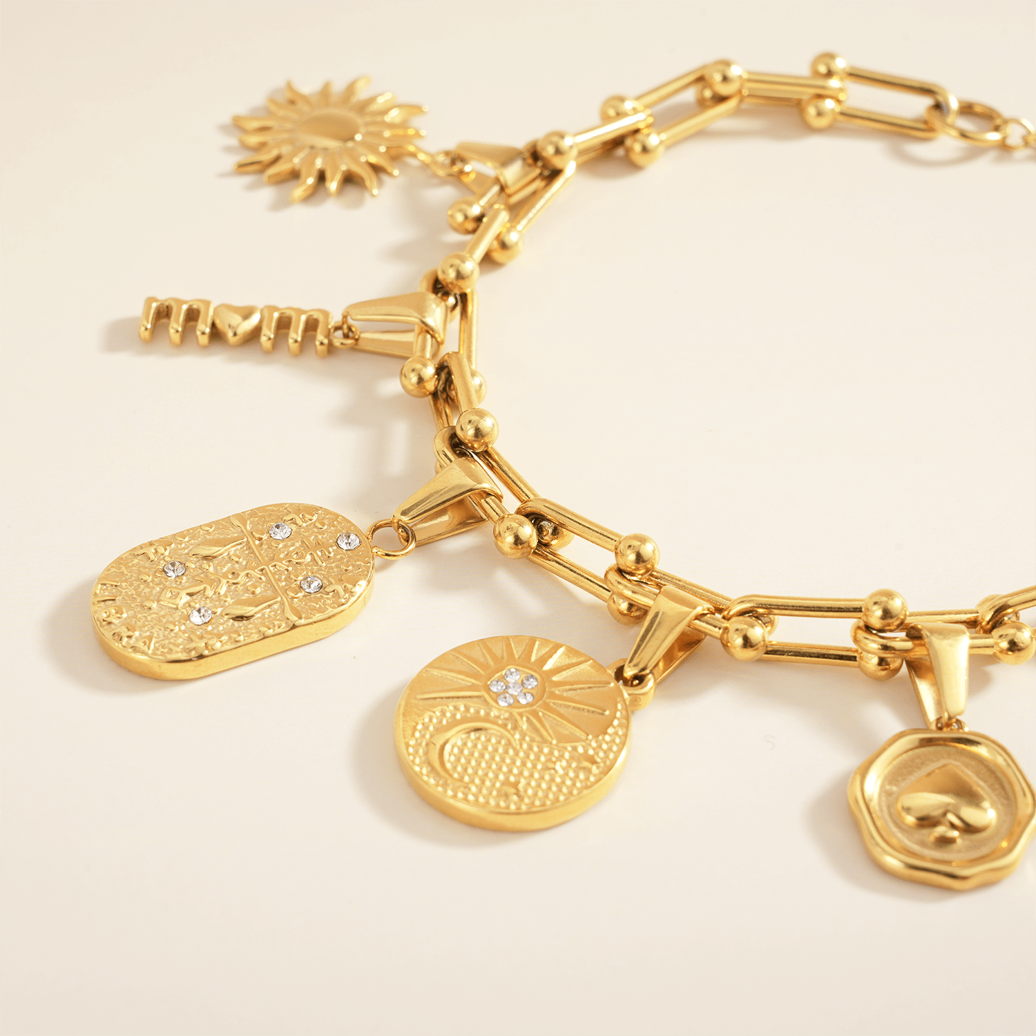 Gold Medallion with “Pray for Us” Holy Mary Medallion Charm