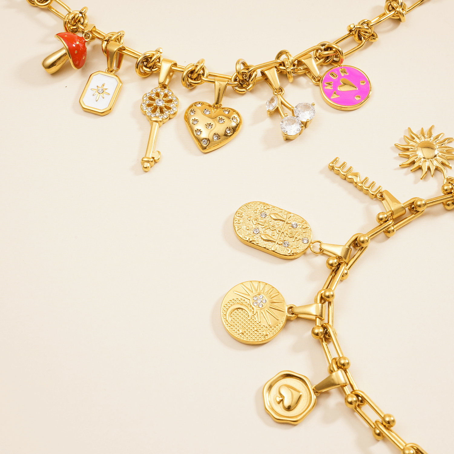 U-shaped horseshoe buckle Chain DIY Bracelet 22K Gold Plated