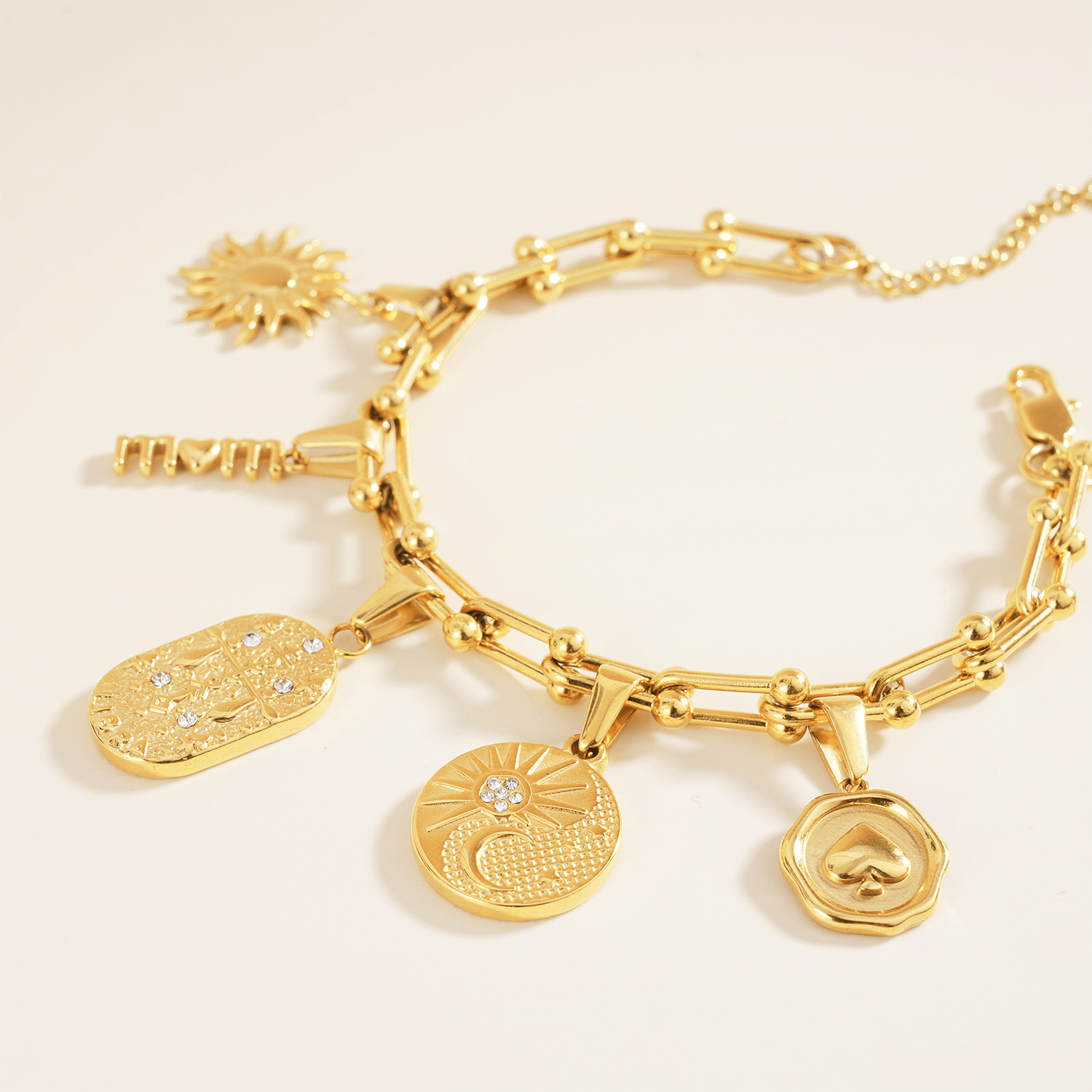 Gold Medallion with “Pray for Us” Holy Mary Medallion Charm