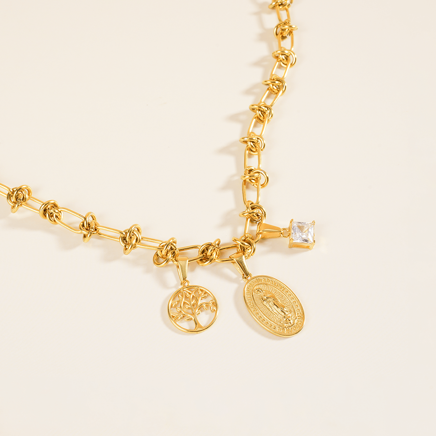 GEMOISS DIY Knotted Chain 22K Gold Plated Bracelet