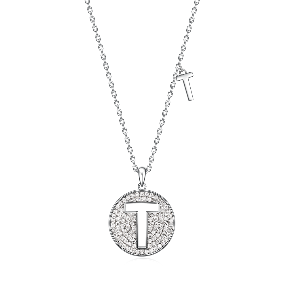 14K Gold Plated Moissanite Letters Sparkle Pendant