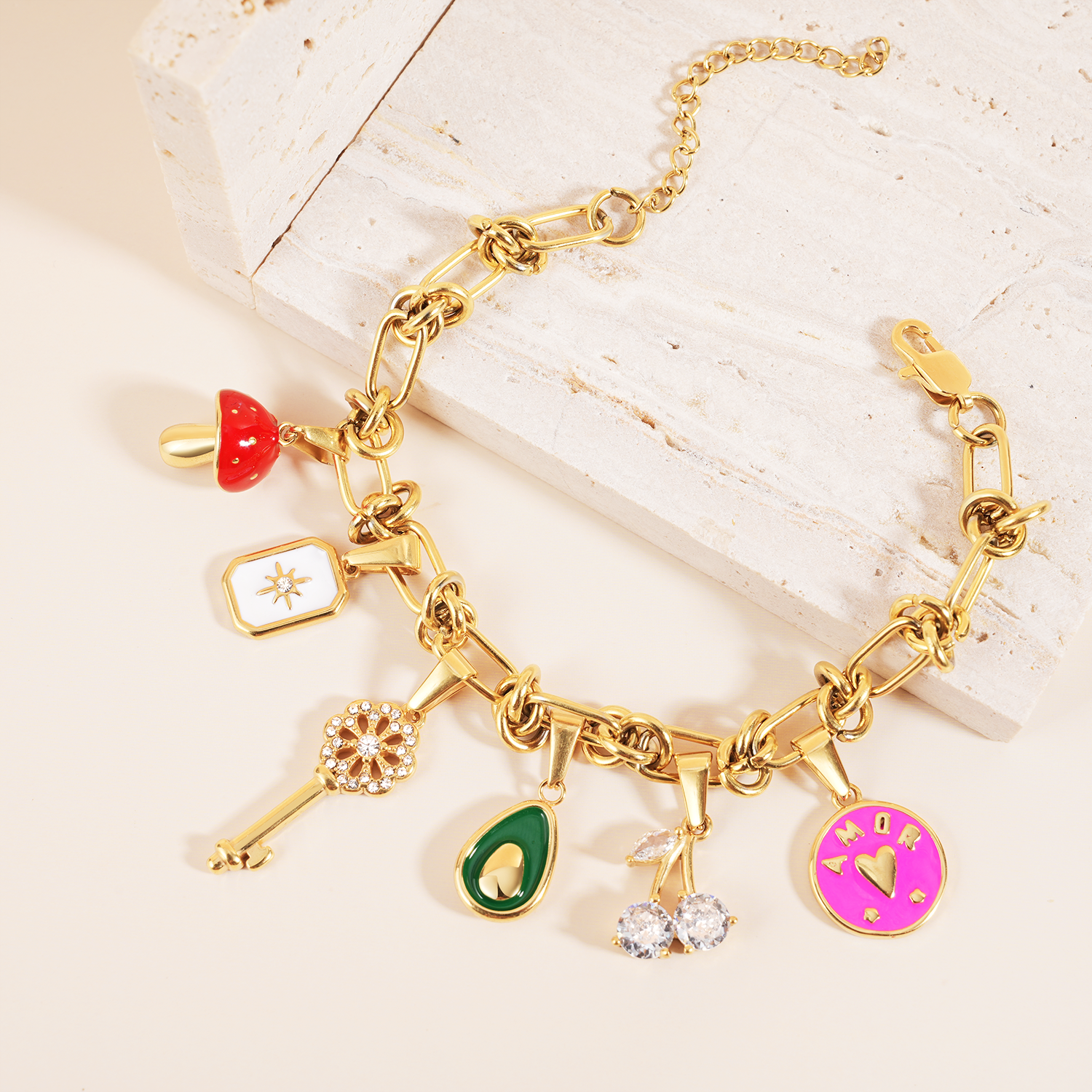 Amor Round Heart Charm