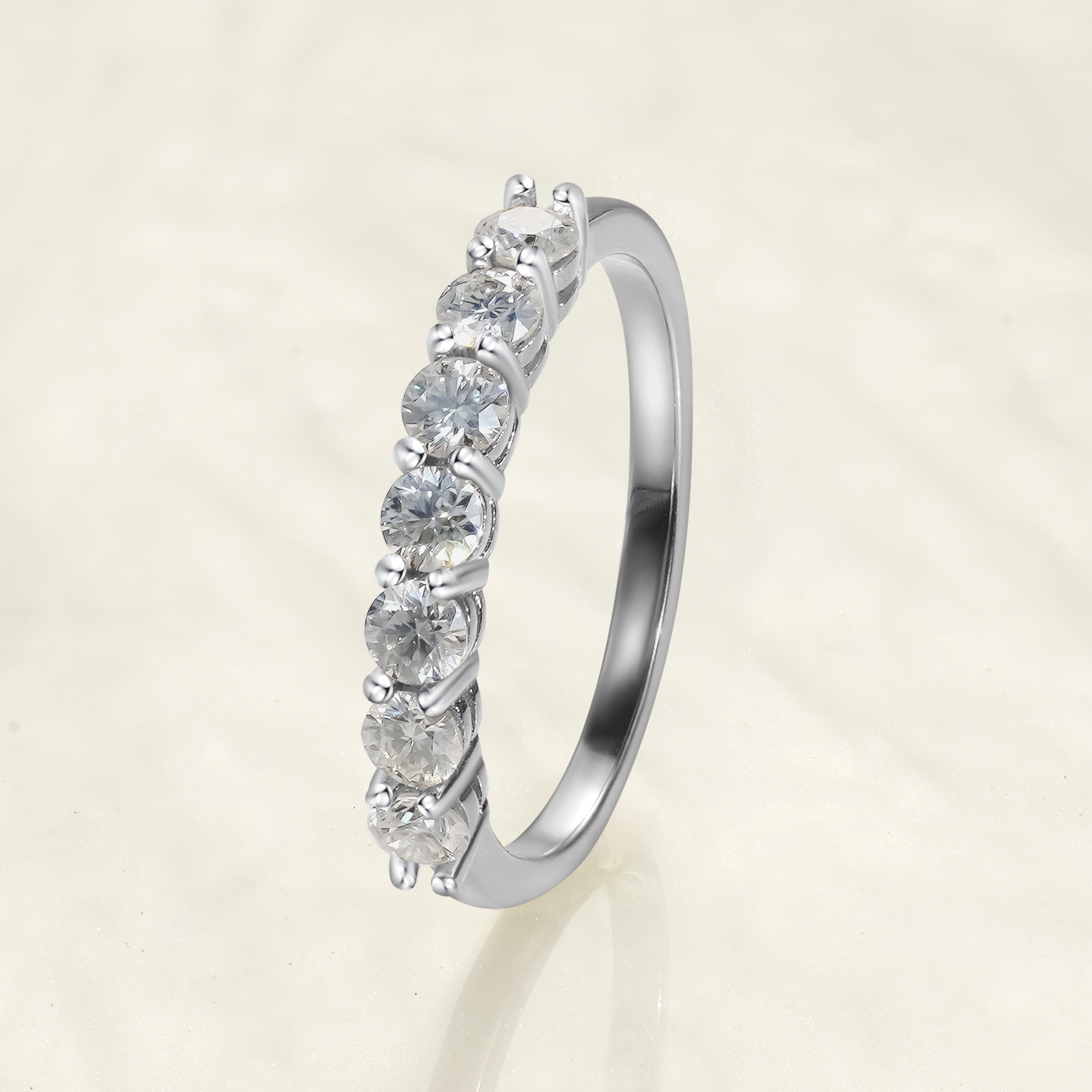 0.7CT Round Cut Moissanite Wedding Band