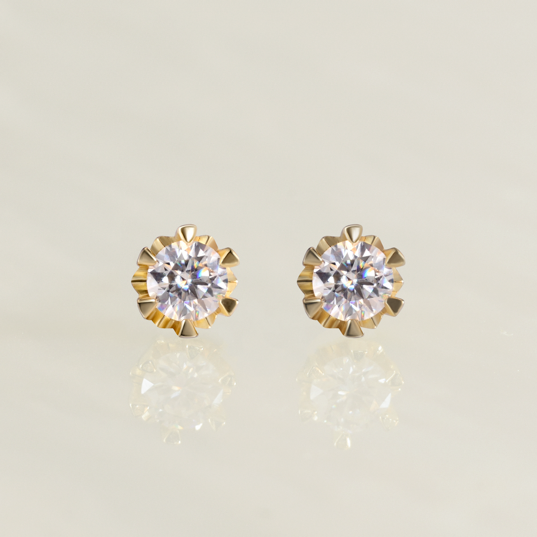 Sparkling Sun Round Cut Moissanite Butterfly Back Earrings