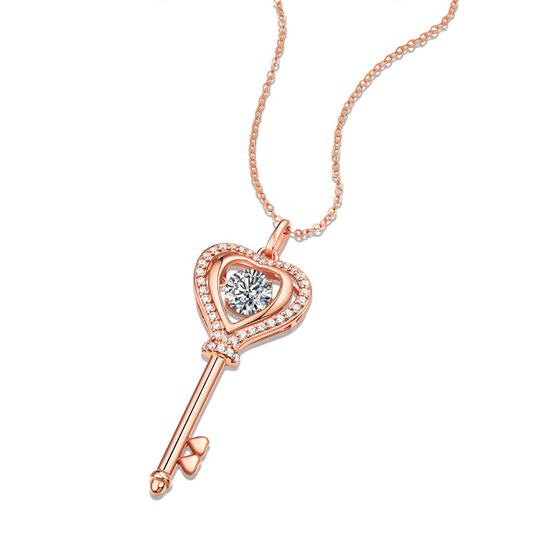 Radiant Heart Key Moissanite Pendant