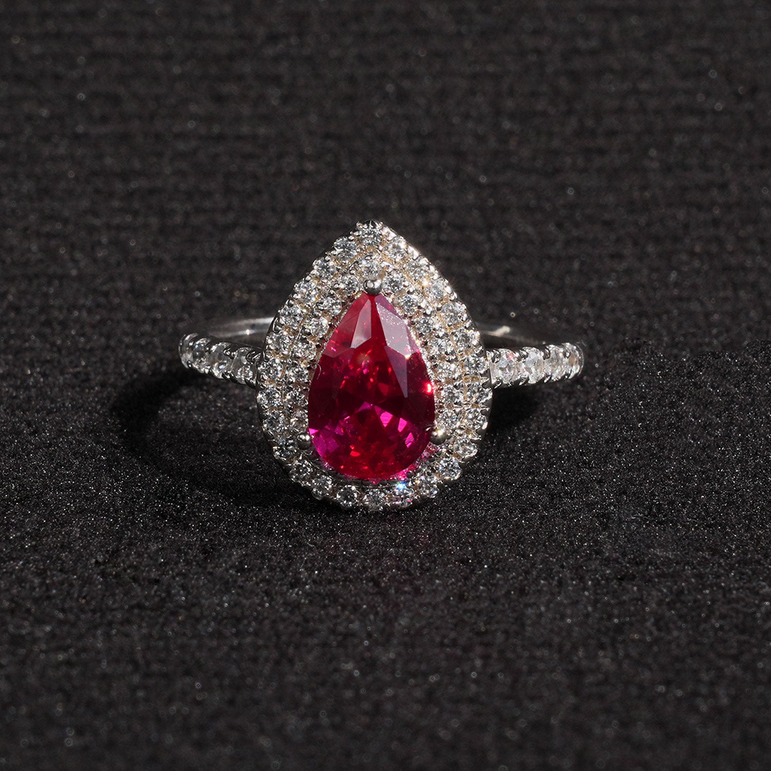 1.25CT Tear of Elegance Red Simulated Diamond Ring