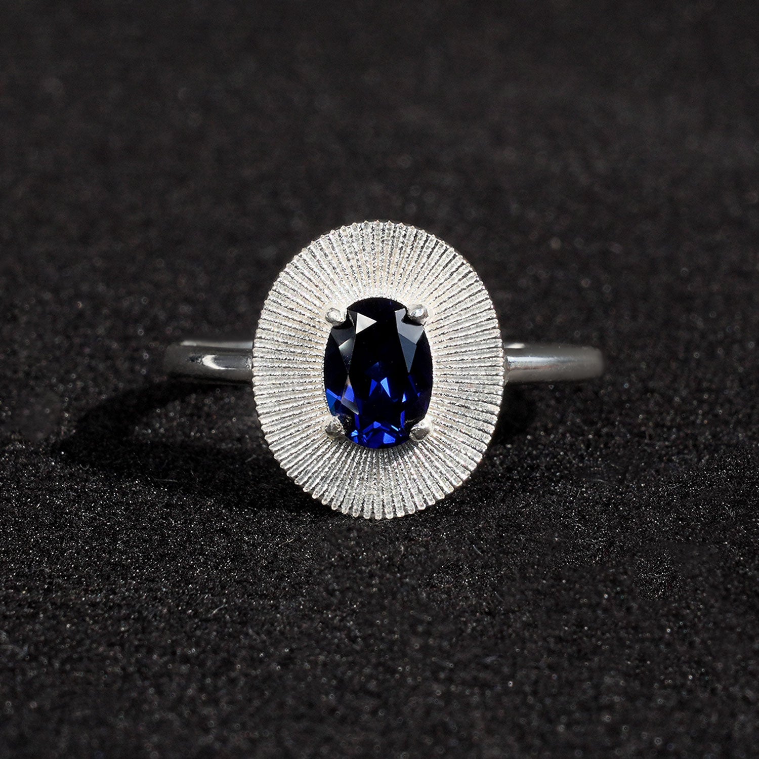 1CT Timeless Oval Synthetic-Sapphire Vintage Ring