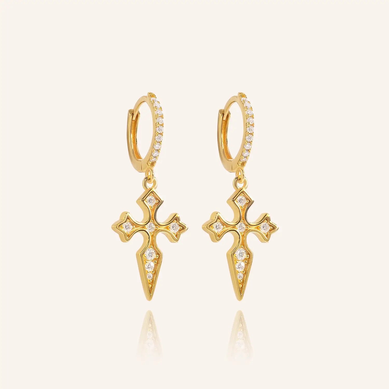 Cross Design Moissanite Hoop Earrings
