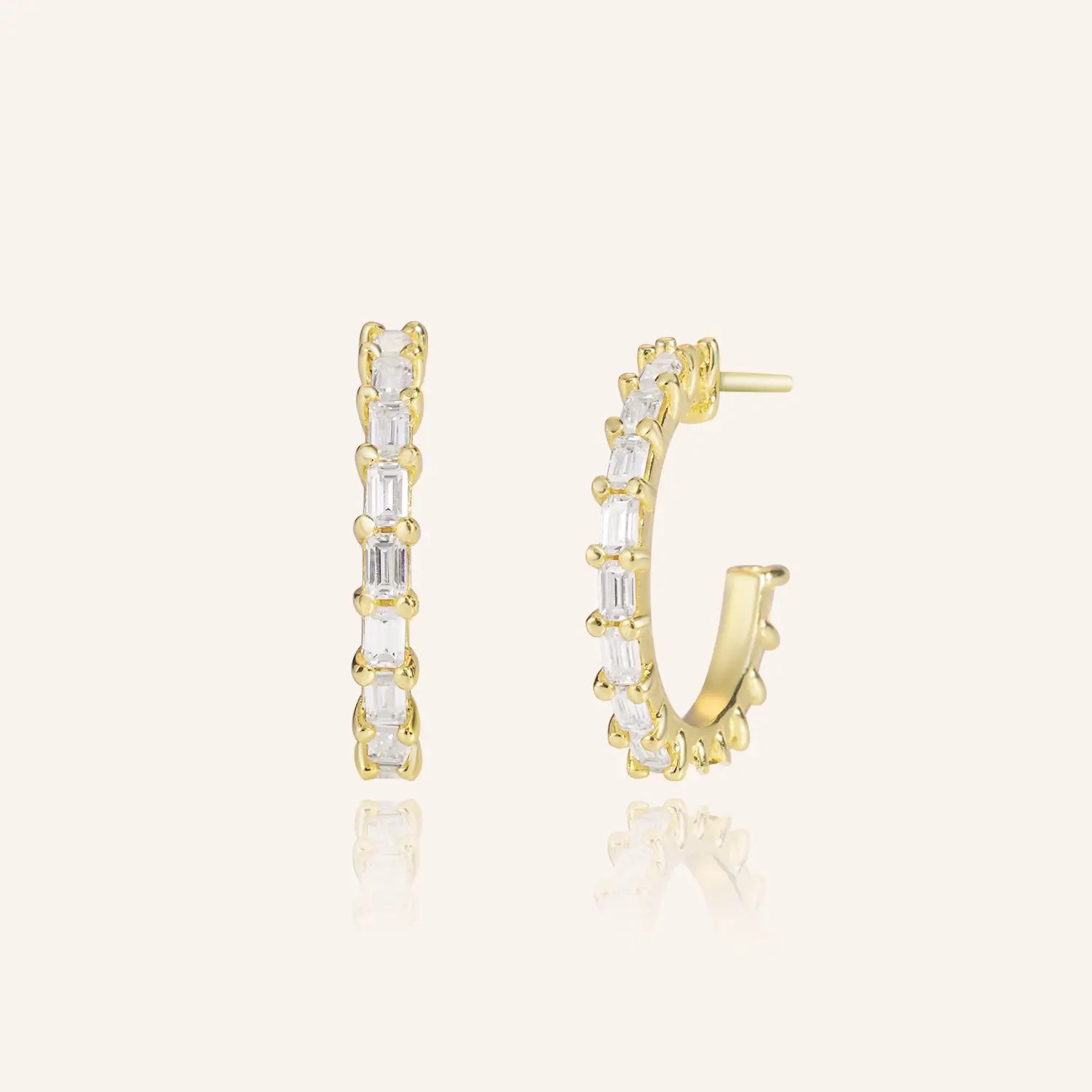 Sparkling Baguette Cut Moissanite Hoop Earrings 2.25T.W.CT