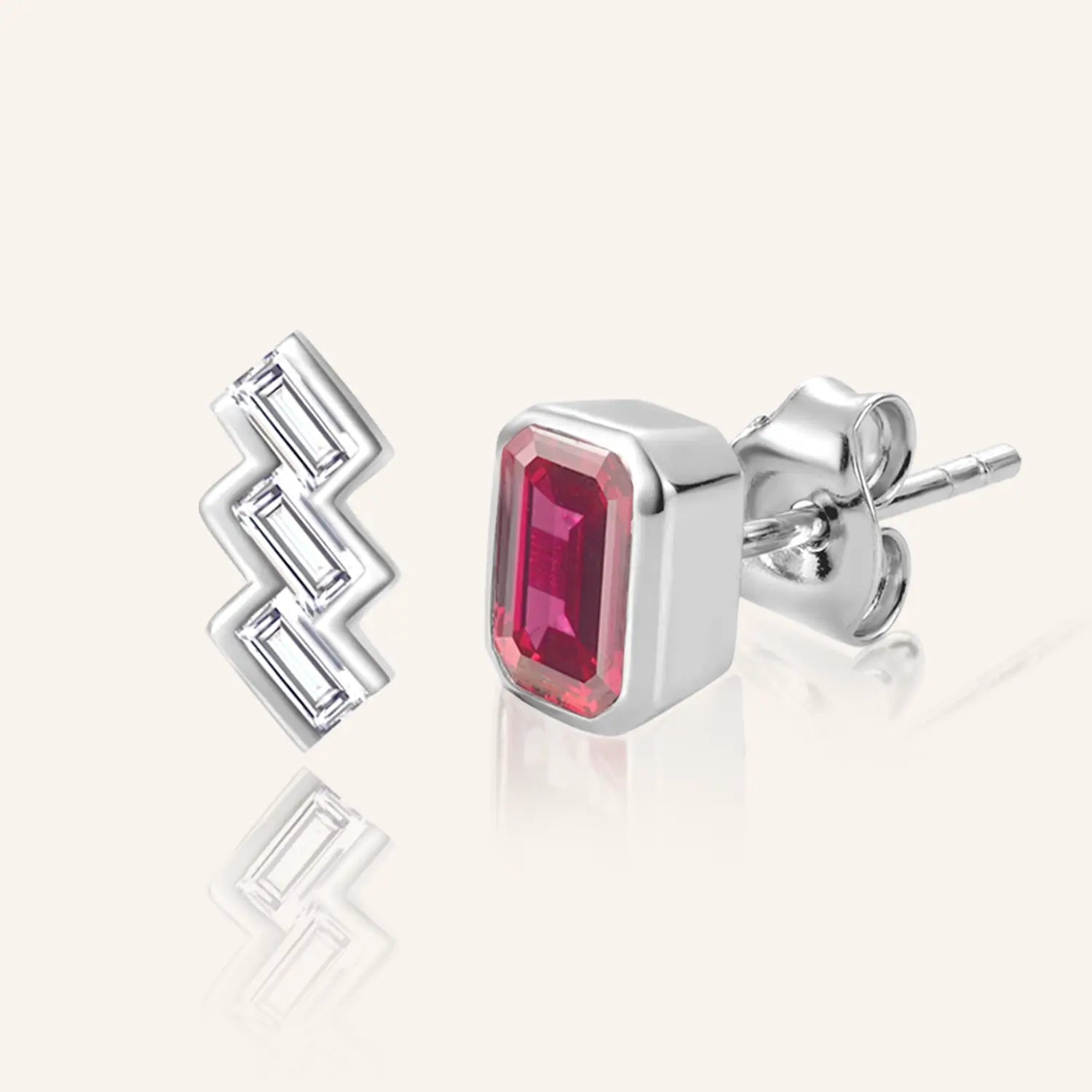 14K White Gold Plated Aquarius Zodiac Silver Moissanite Diamond Stud Earrings