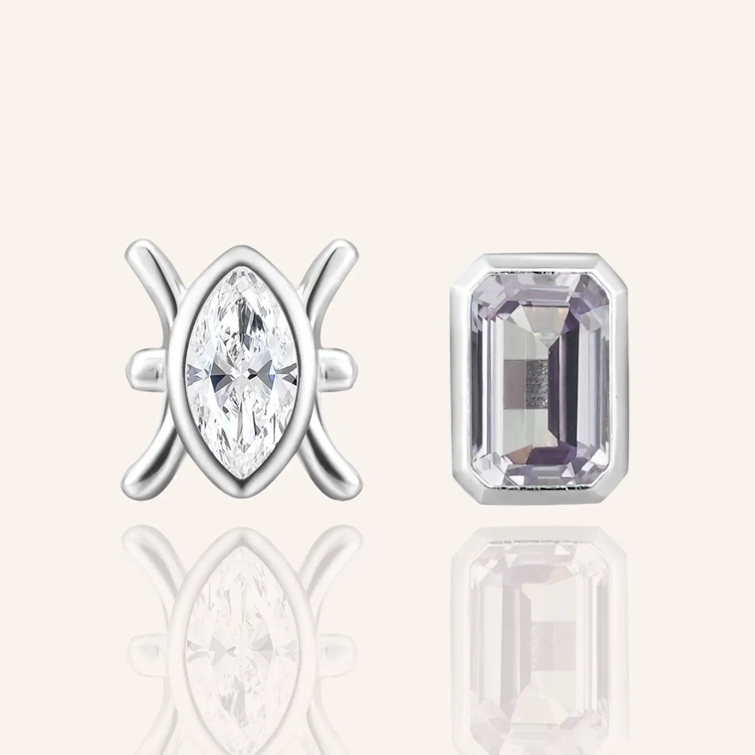 14K White Gold Plated Pisces Zodiac Silver Moissanite Diamond Stud Earrings