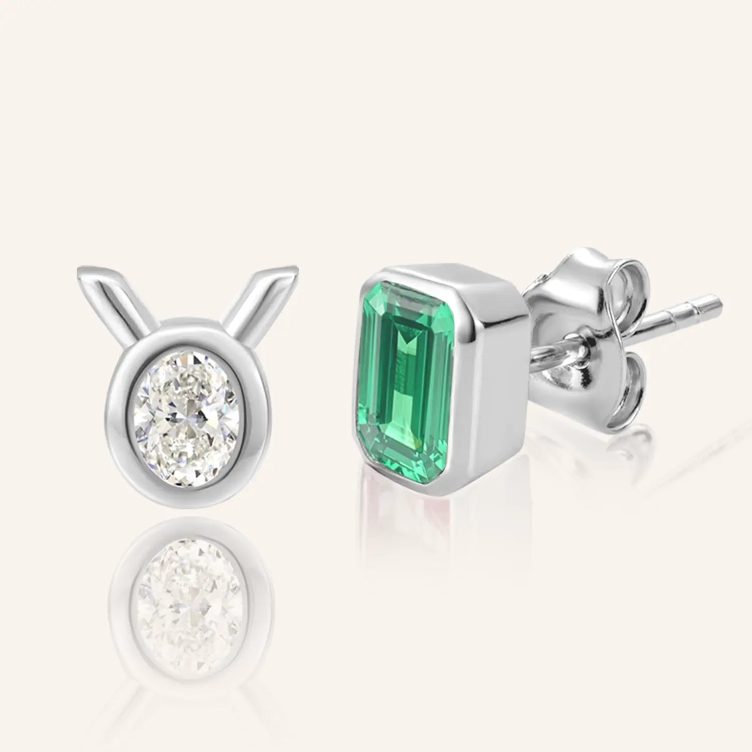 14K White Gold Plated Taurus Zodiac Silver Moissanite Diamond Stud Earrings