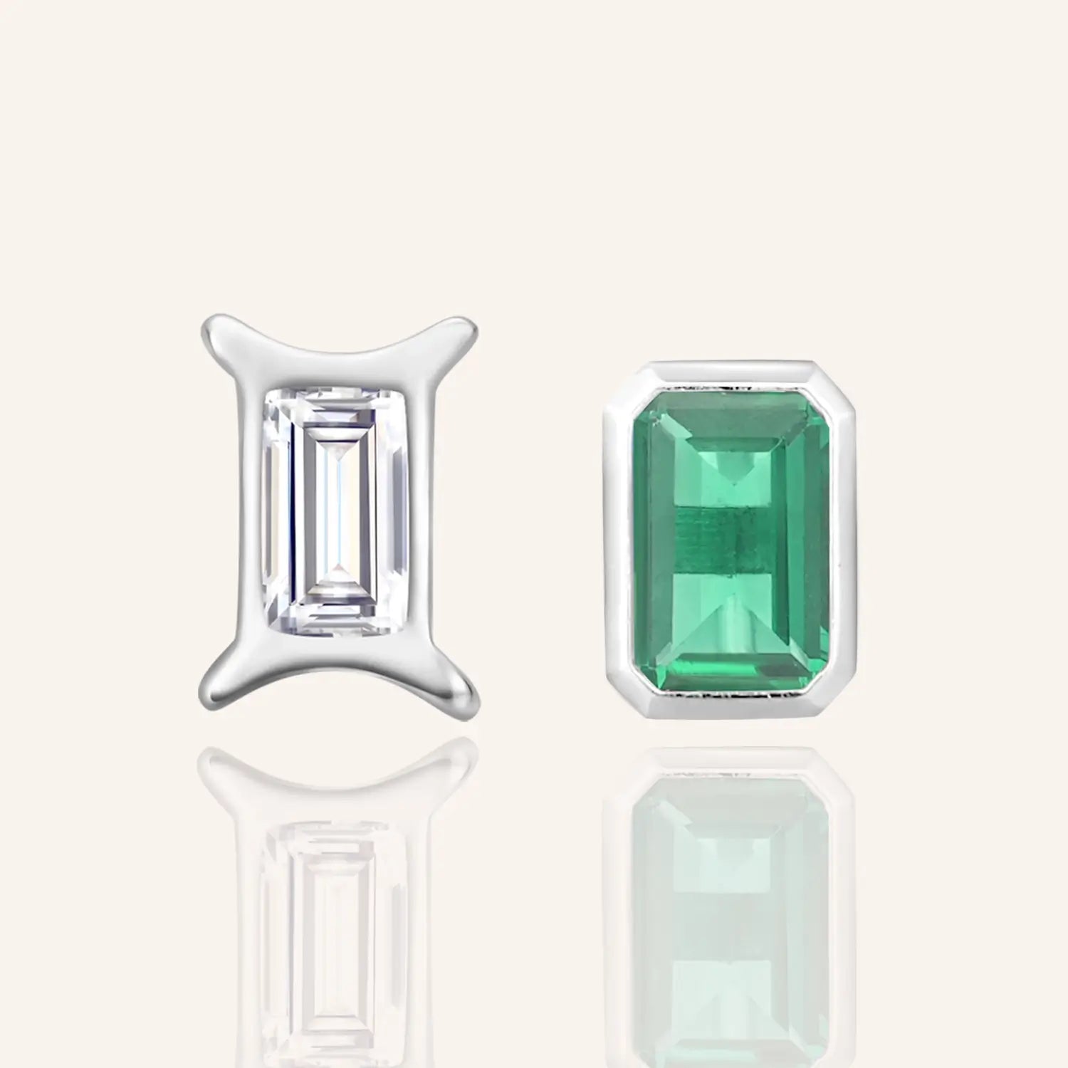 14K White Gold Plated Gemini Zodiac Silver Moissanite Diamond Stud Earrings