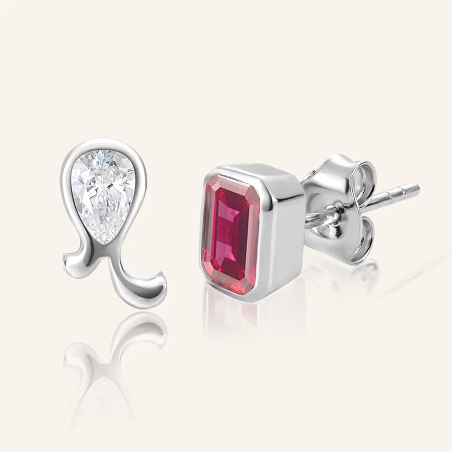 14K White Gold Plated Capricorn Zodiac Silver Moissanite Diamond Stud Earrings
