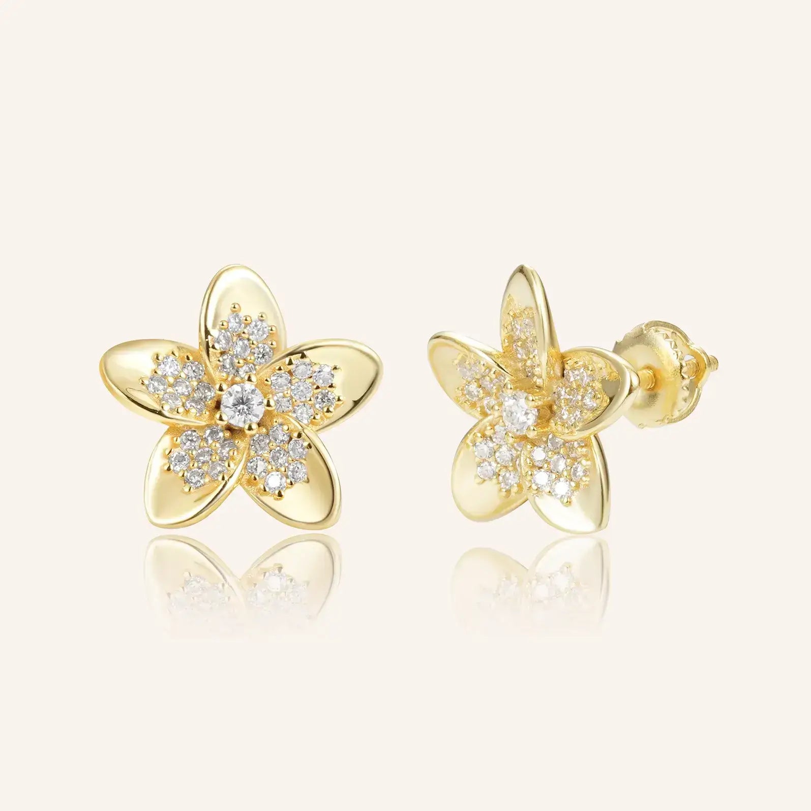 Plumeria Moissanite Diamond Fashion Vacation Ring 14K Gold Plated