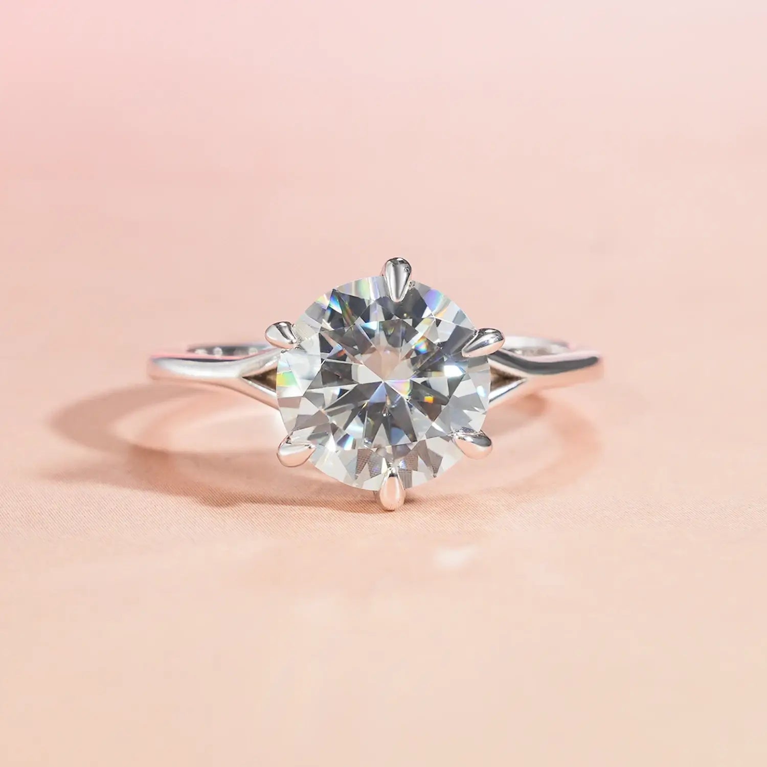 2.5CT Round Brilliant Cut Moissanite Diamond Solitaire Engagement Ring 14K Gold Plated