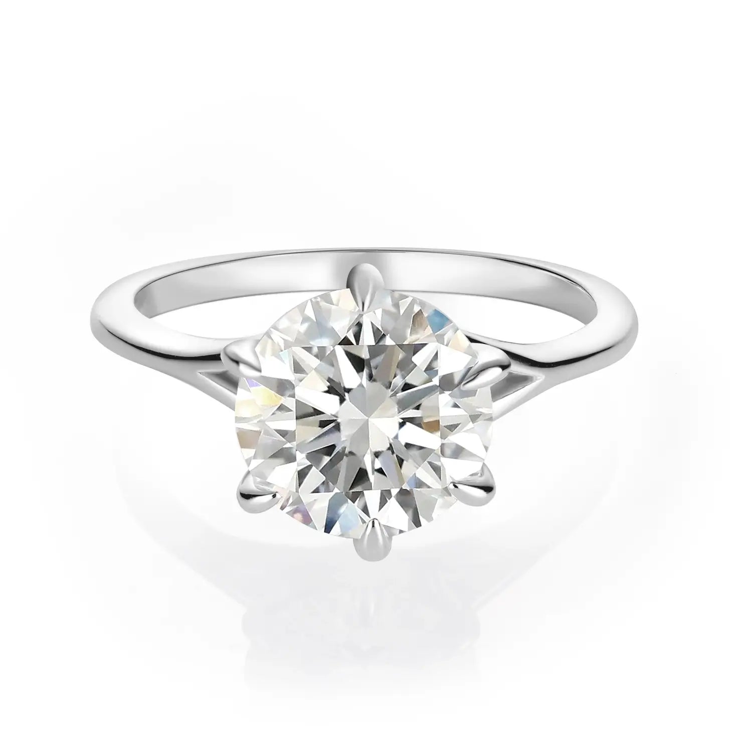 14K Gold Plated Solitaire Round Brillant Cut Moissanite Diamond Engagement Ring